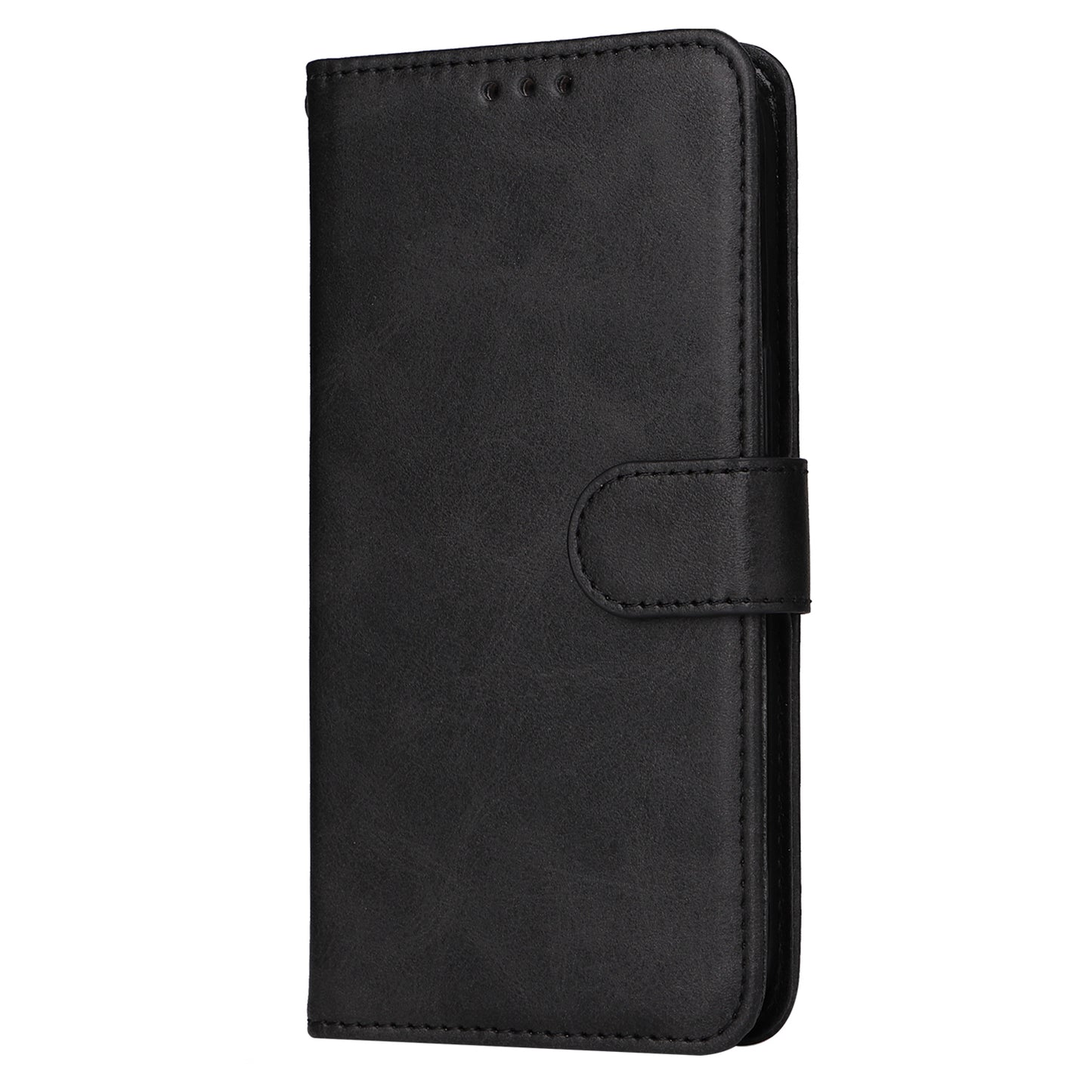 For Samsung Galaxy S24 Case PU Leather Calf Texture Stand Folio Phone Cover - Black
