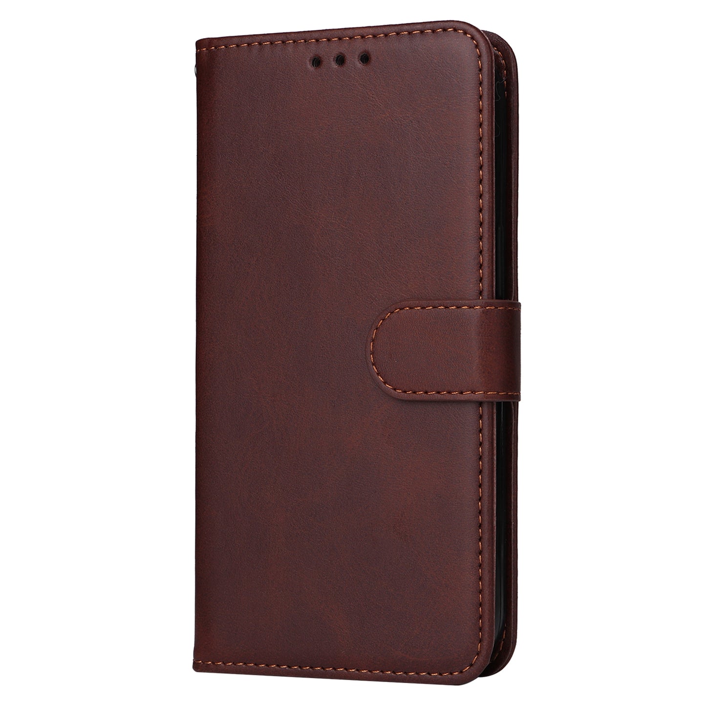For Samsung Galaxy S24 Case PU Leather Calf Texture Stand Folio Phone Cover - Brown