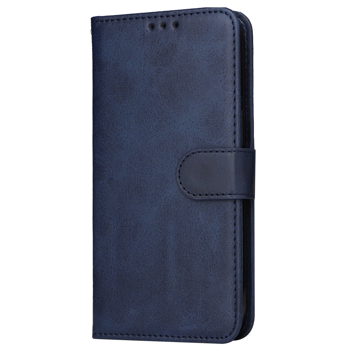For Samsung Galaxy S24 Case PU Leather Calf Texture Stand Folio Phone Cover - Blue