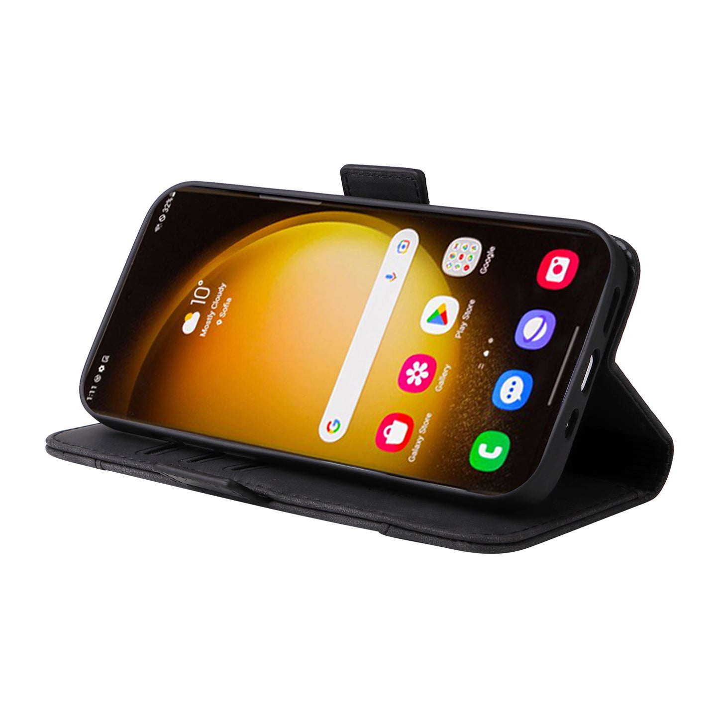 BETOPNICE 001 for Samsung Galaxy S24 Ultra Case PU Leather Stand Wallet Phone Cover - Black