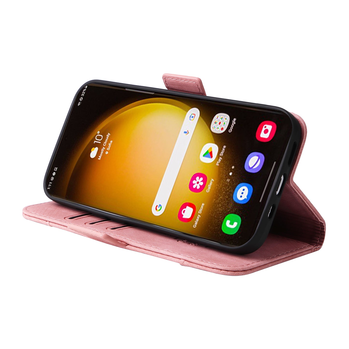 BETOPNICE 001 for Samsung Galaxy S24 Ultra Case PU Leather Stand Wallet Phone Cover - Pink