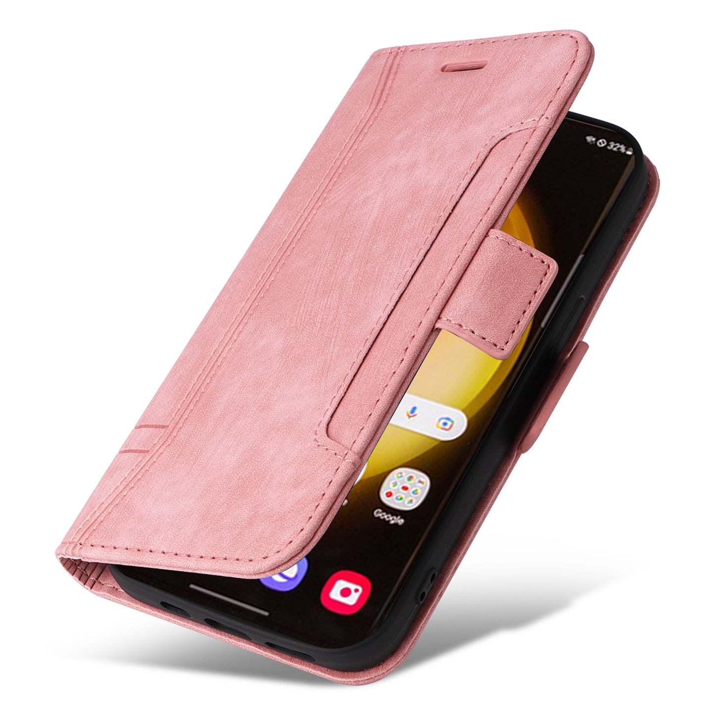 BETOPNICE 001 for Samsung Galaxy S24 Ultra Case PU Leather Stand Wallet Phone Cover - Pink