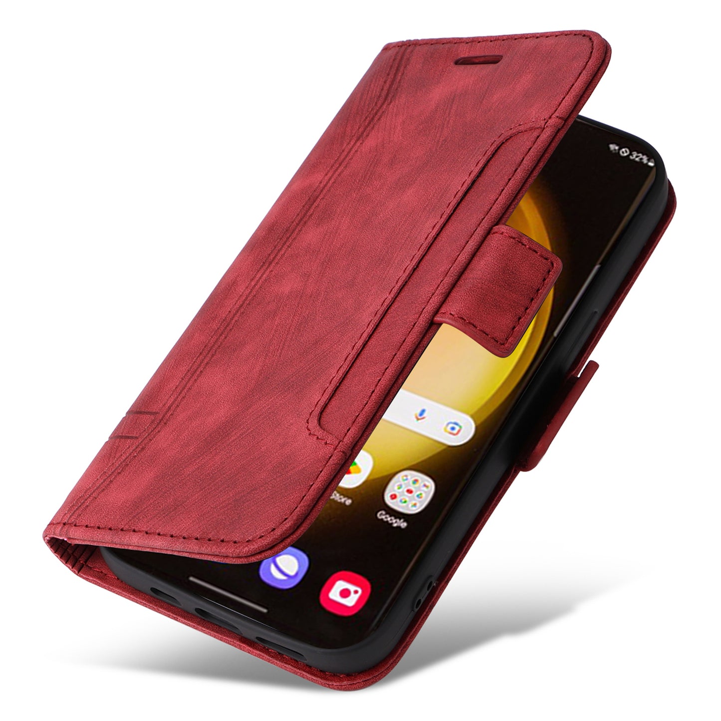 BETOPNICE 001 for Samsung Galaxy S24 Ultra Case PU Leather Stand Wallet Phone Cover - Red