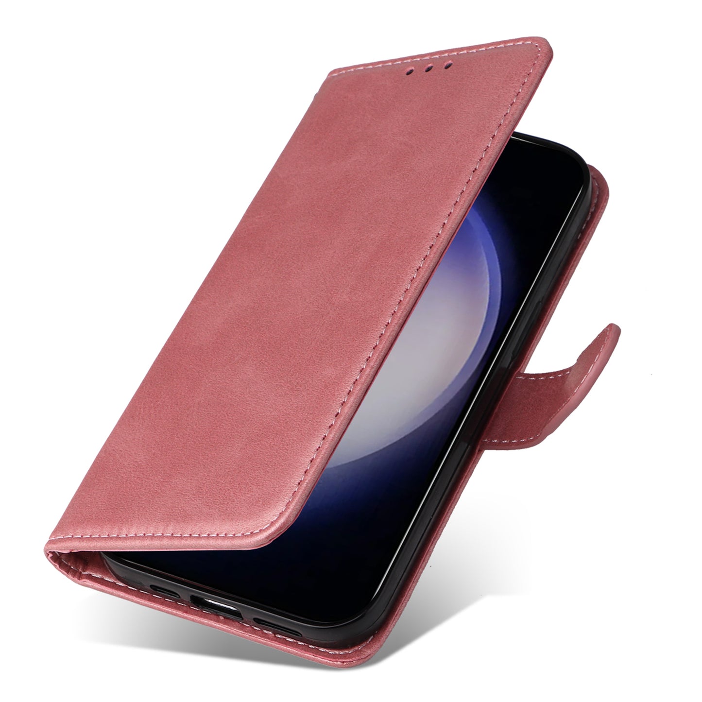 For Samsung Galaxy S24+ Case Wallet PU Leather Calf Texture Phone Cover - Pink