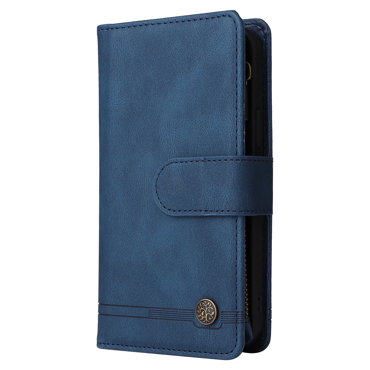 For Samsung Galaxy S24 Ultra Case Zipper Pocket Flip Leather Protective Phone Cover - Blue
