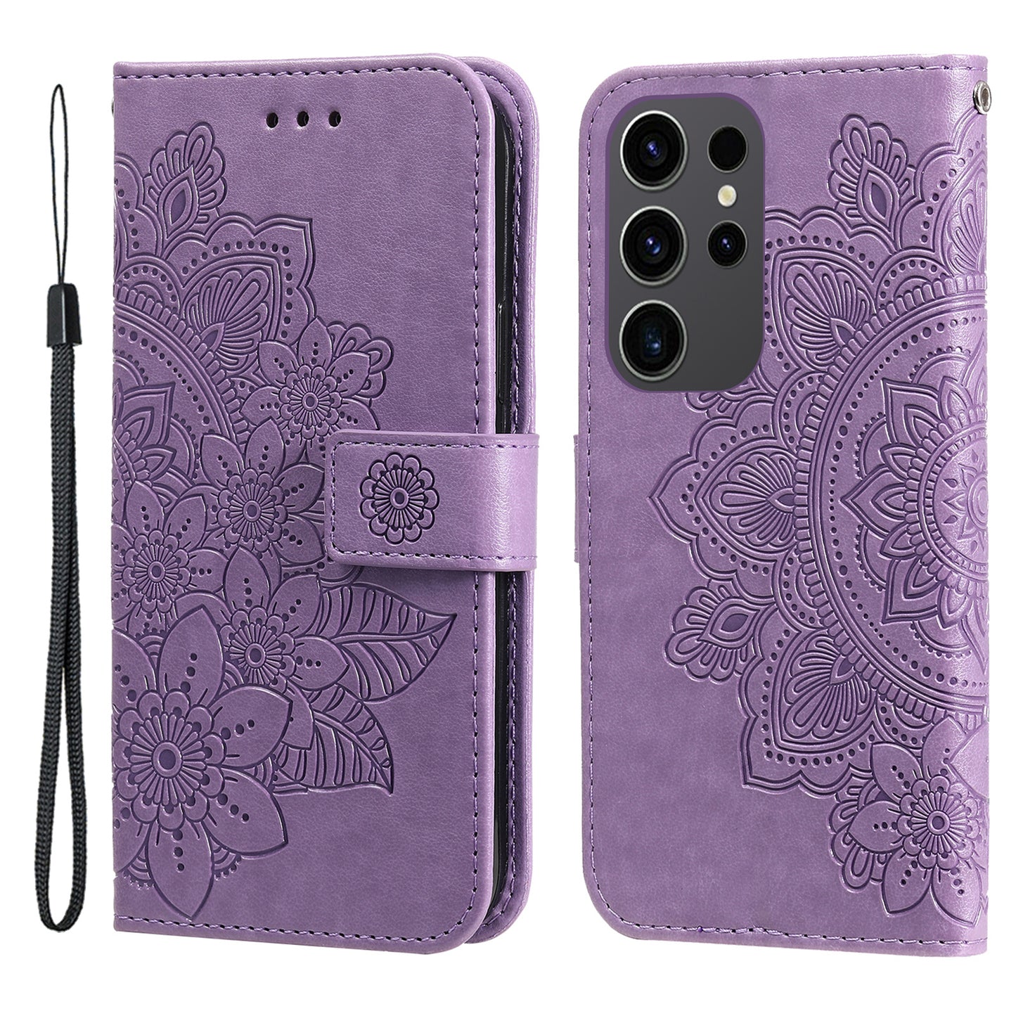 For Samsung Galaxy S24 Ultra Case Wallet PU Leather Magnetic Flip Folio Phone Cover - Purple