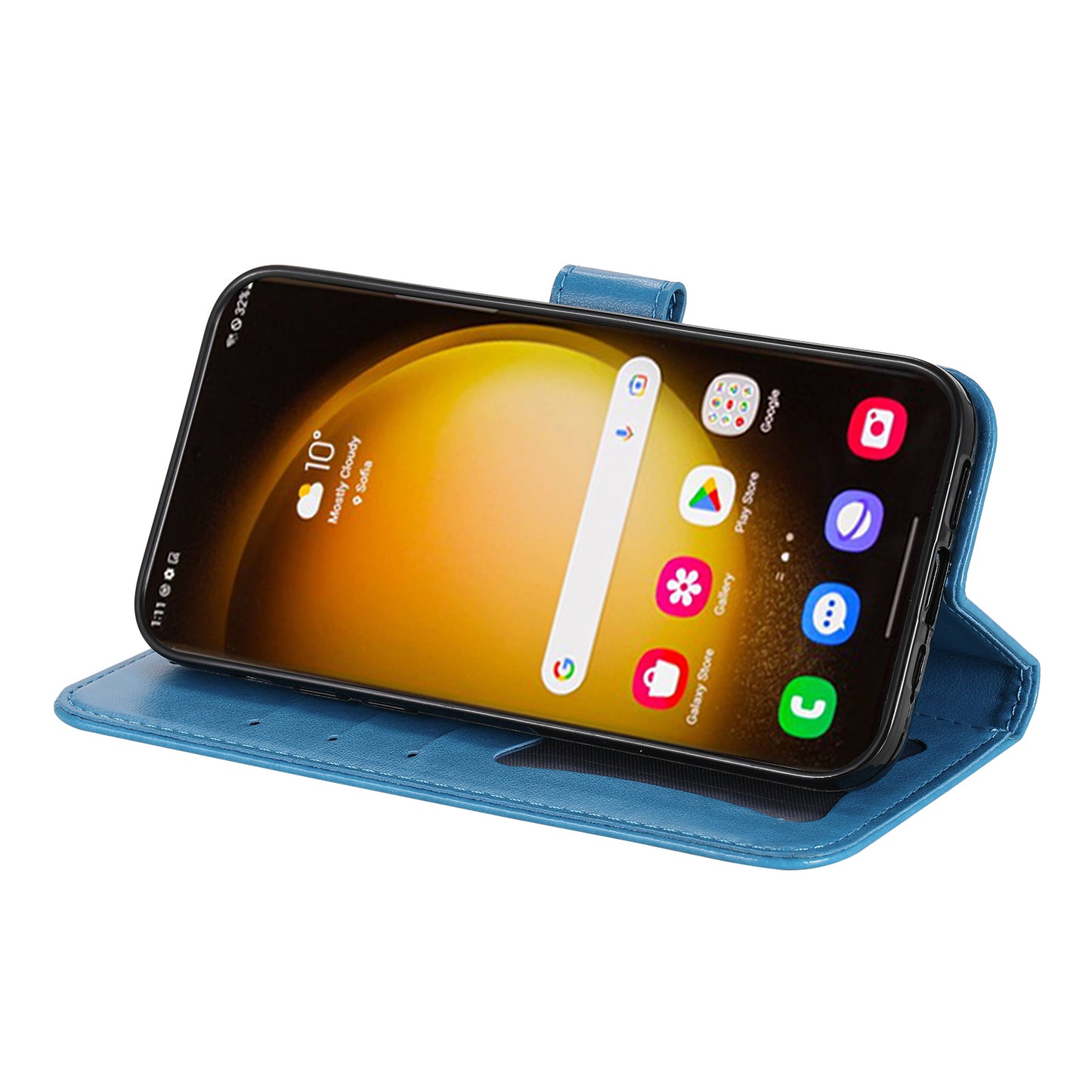 For Samsung Galaxy S24 Ultra Case Wallet PU Leather Magnetic Flip Folio Phone Cover - Blue