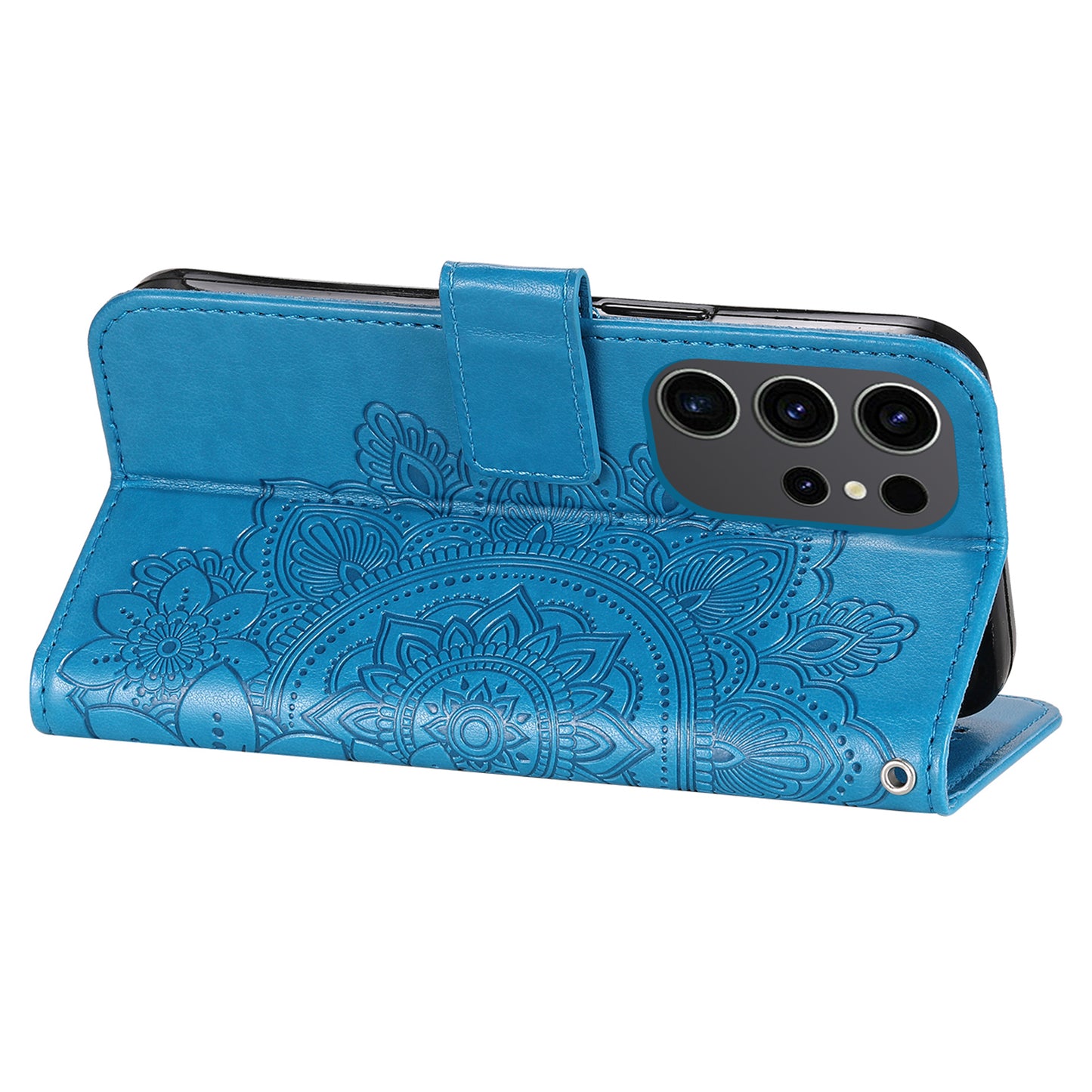 For Samsung Galaxy S24 Ultra Case Wallet PU Leather Magnetic Flip Folio Phone Cover - Blue
