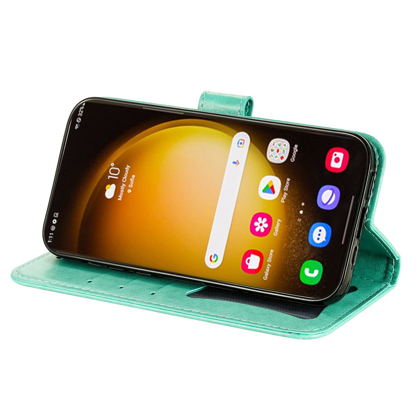 For Samsung Galaxy S24 Ultra Case Wallet PU Leather Magnetic Flip Folio Phone Cover - Green