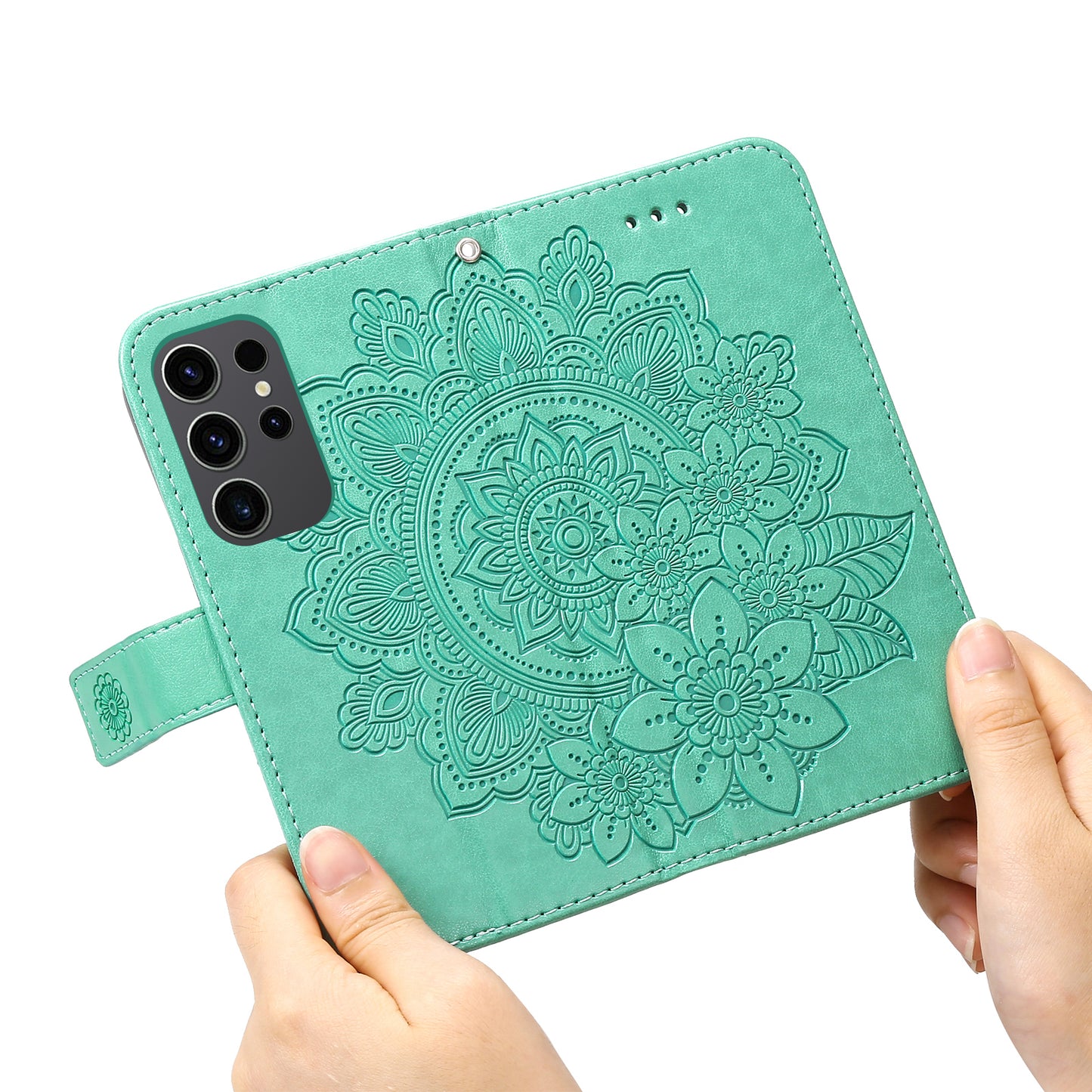 For Samsung Galaxy S24 Ultra Case Wallet PU Leather Magnetic Flip Folio Phone Cover - Green