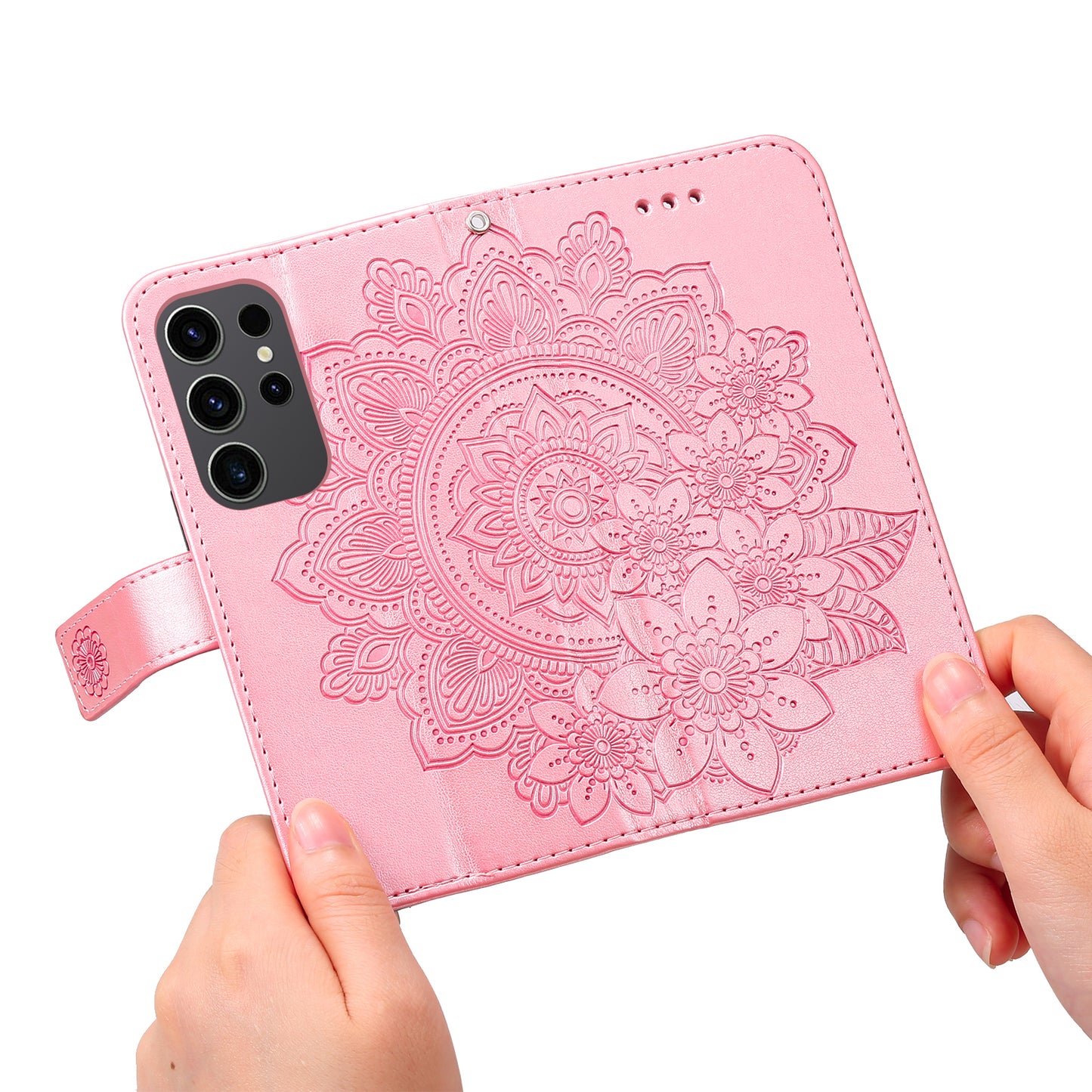 For Samsung Galaxy S24 Ultra Case Wallet PU Leather Magnetic Flip Folio Phone Cover - Pink