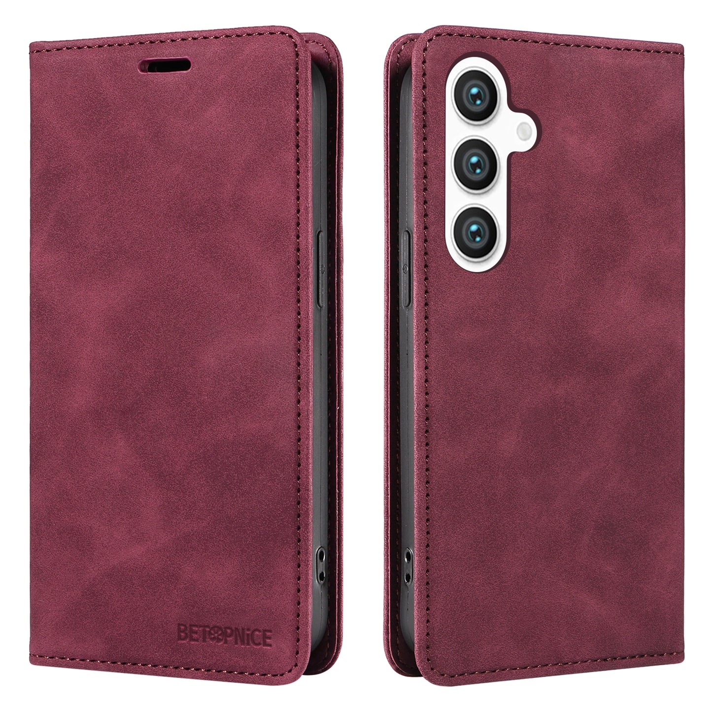 BETOPNICE 003 for Samsung Galaxy S24+ Case RFID Blocking Stand Leather Phone Cover - Red