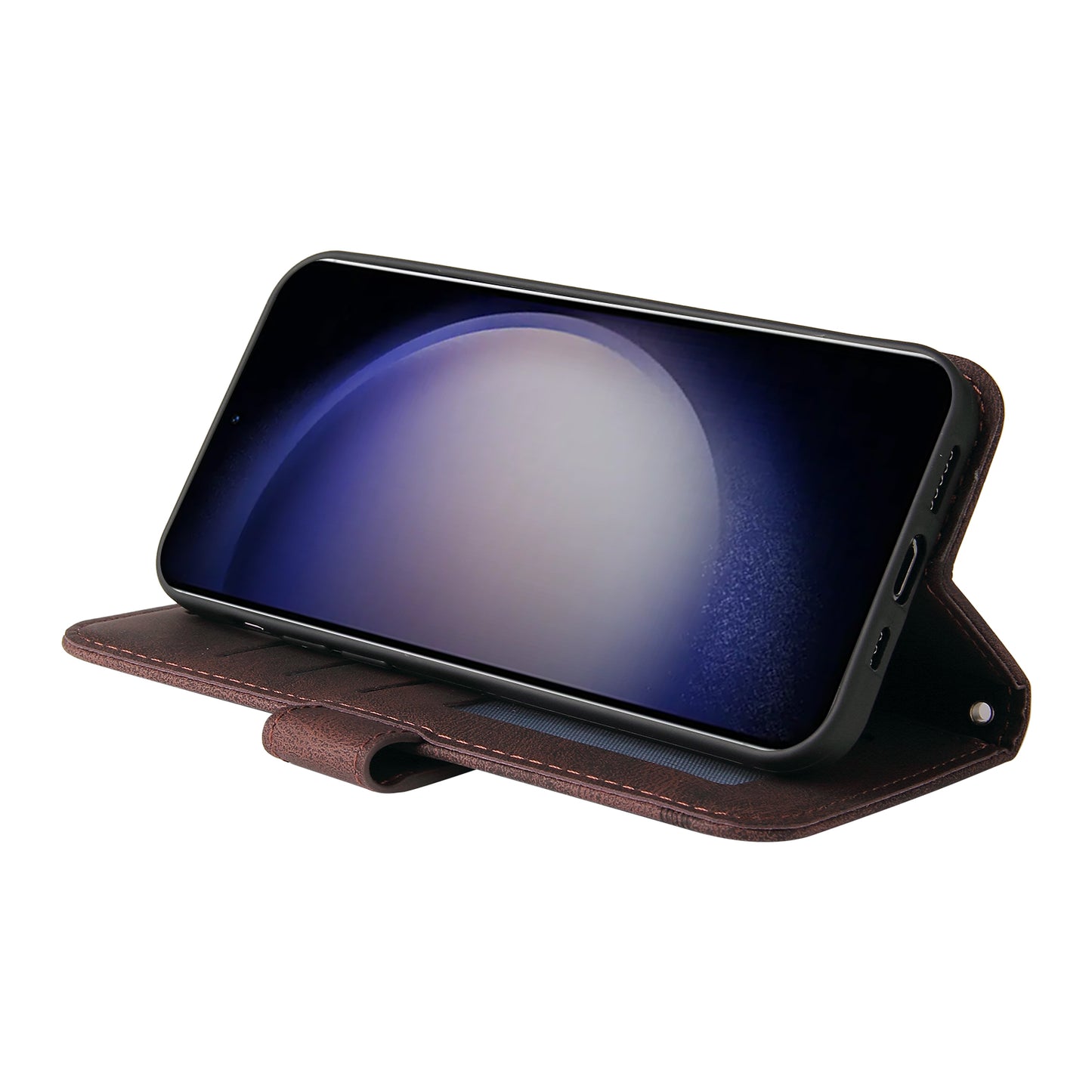 For Samsung Galaxy S24 Case Wallet Stand Skin-touch Leather Phone Cover - Brown