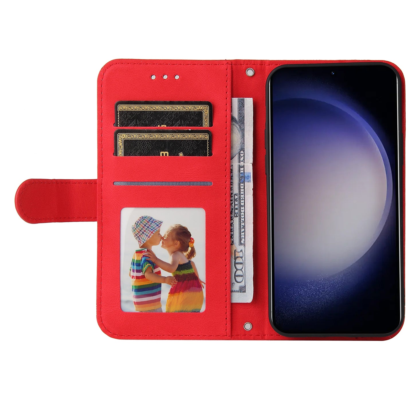 For Samsung Galaxy S24 Case Wallet Stand Skin-touch Leather Phone Cover - Red