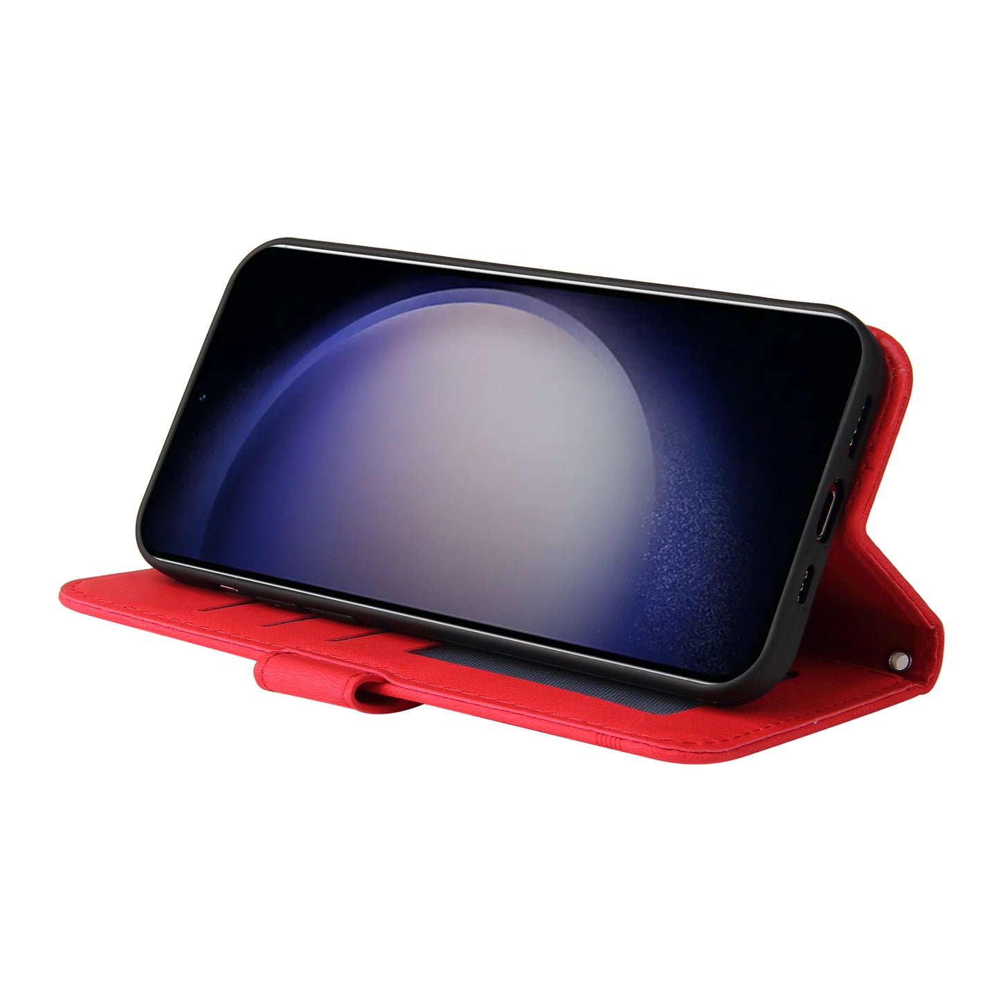 For Samsung Galaxy S24 Case Wallet Stand Skin-touch Leather Phone Cover - Red