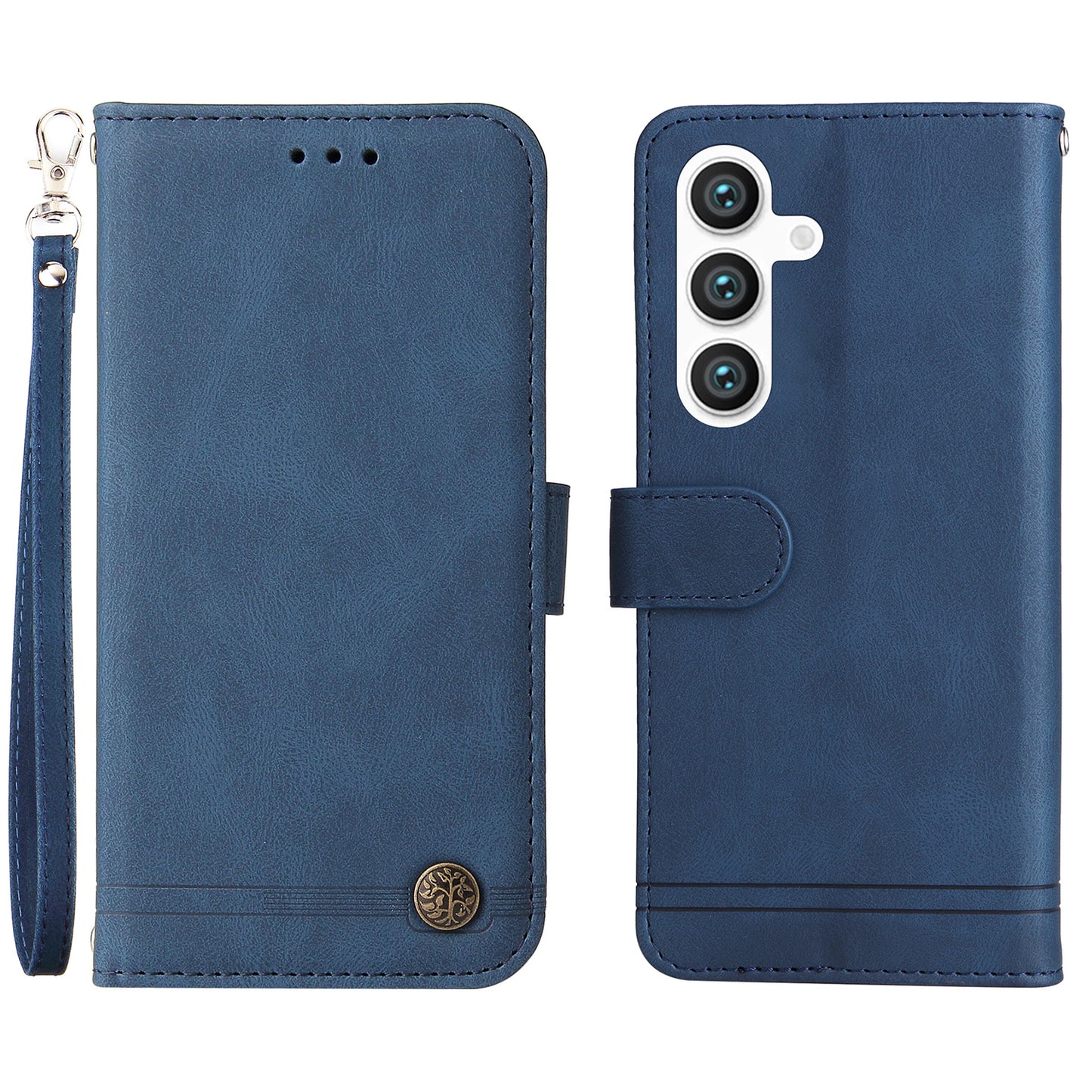 For Samsung Galaxy S24 Case Wallet Stand Skin-touch Leather Phone Cover - Blue