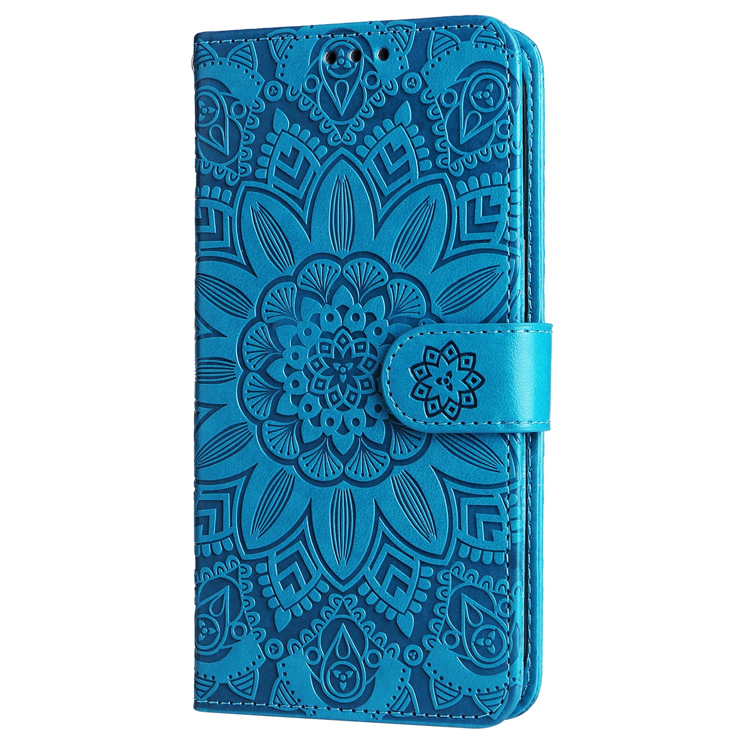 For Samsung Galaxy S24 Case Sunflower PU Leather Magnetic Flip Phone Cover - Blue