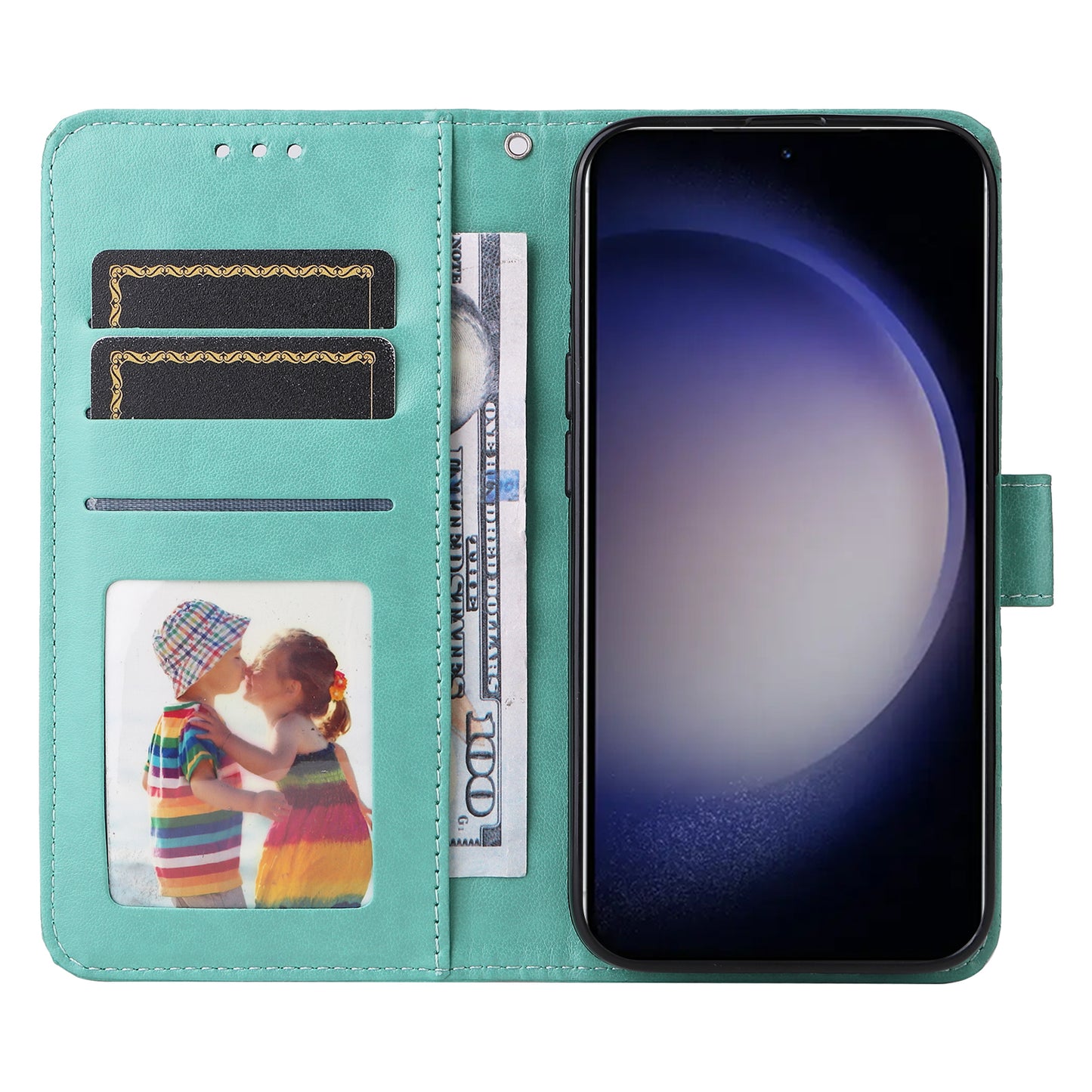 For Samsung Galaxy S24 Case Sunflower PU Leather Magnetic Flip Phone Cover - Green