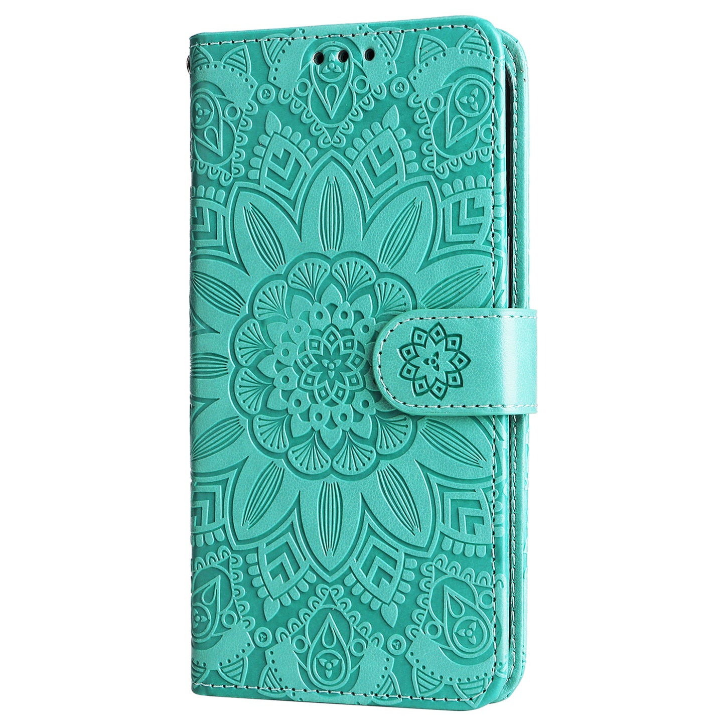 For Samsung Galaxy S24 Case Sunflower PU Leather Magnetic Flip Phone Cover - Green