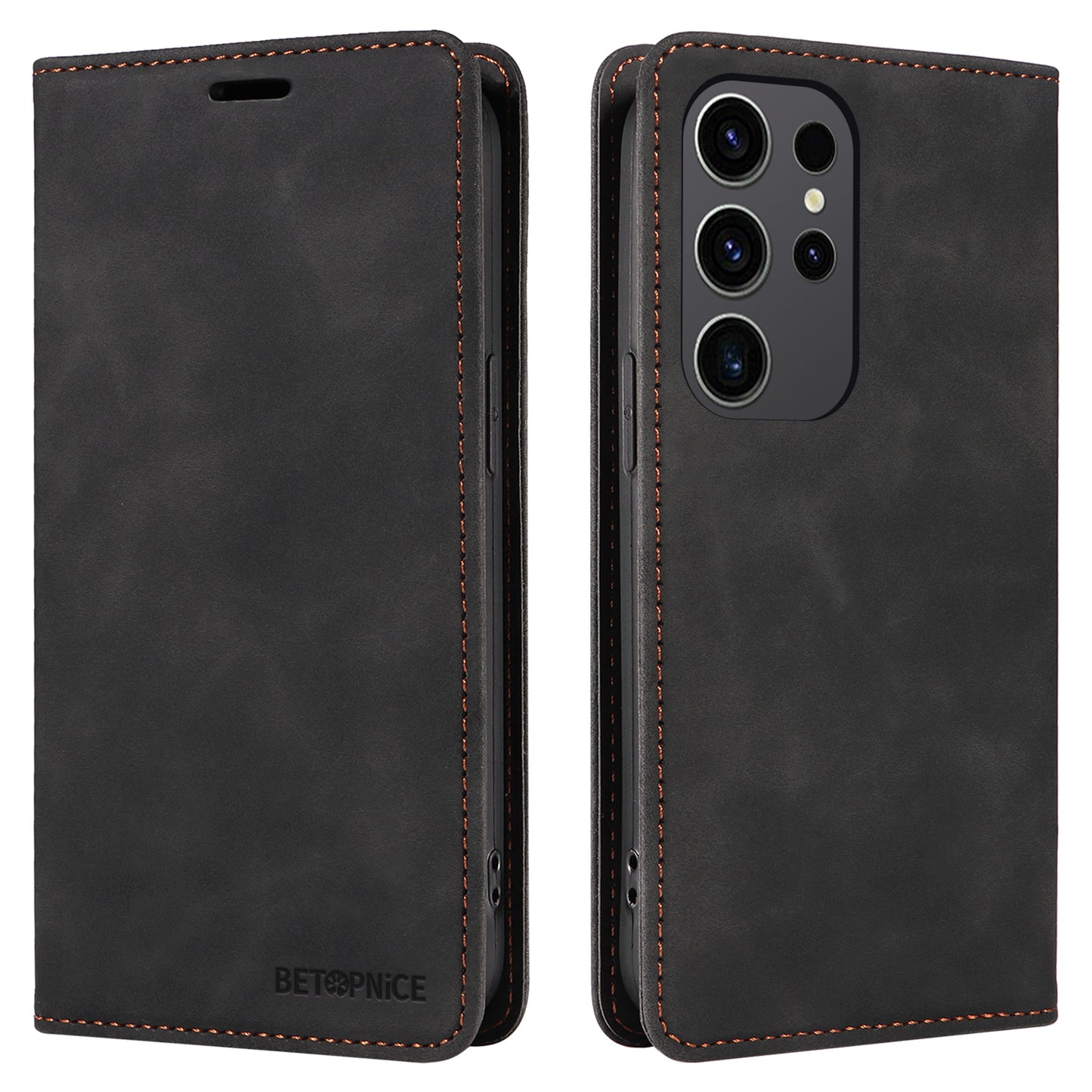 BETOPNICE 003 for Samsung Galaxy S24 Ultra Case Flip Wallet RFID Blocking Phone Cover - Black