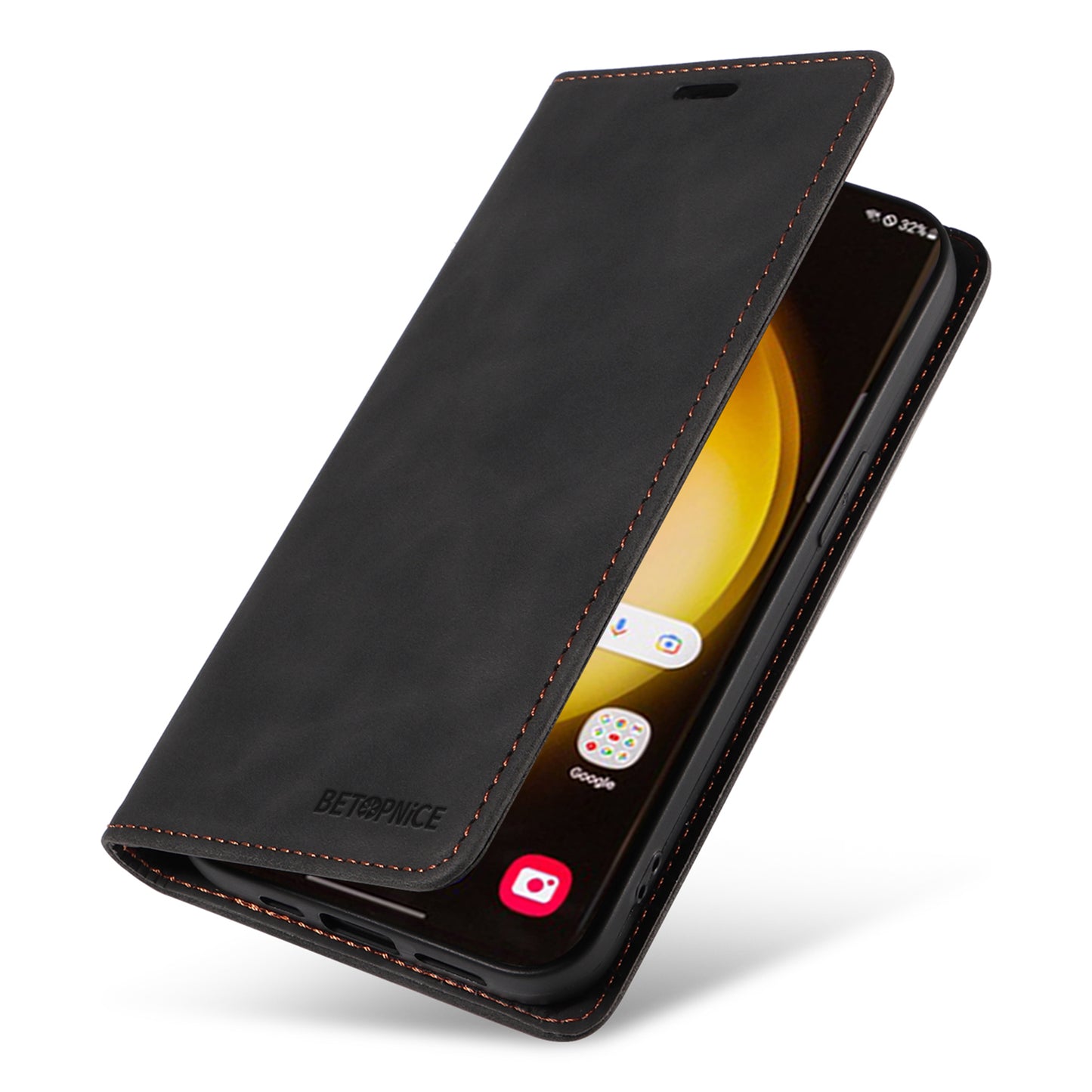 BETOPNICE 003 for Samsung Galaxy S24 Ultra Case Flip Wallet RFID Blocking Phone Cover - Black