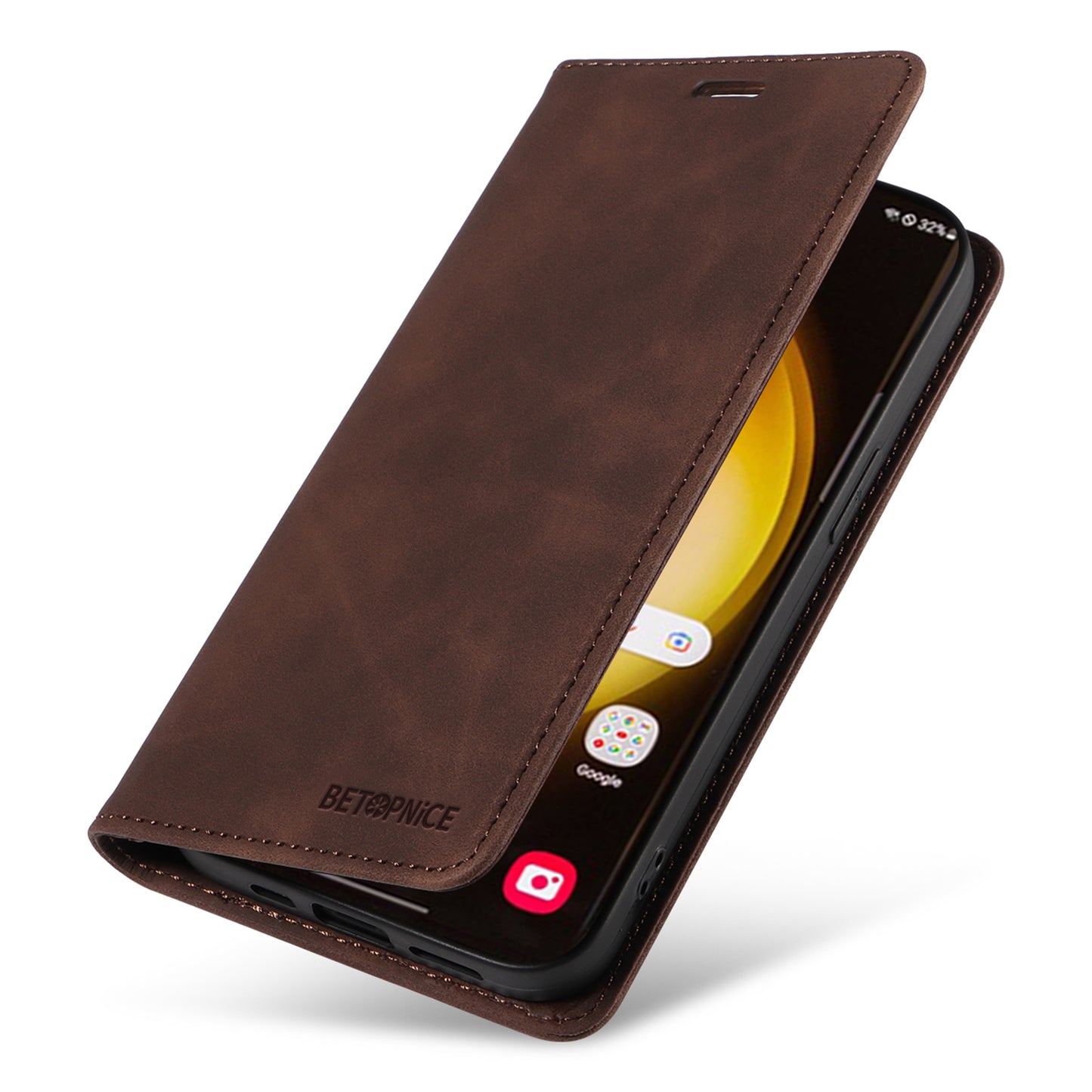 BETOPNICE 003 for Samsung Galaxy S24 Ultra Case Flip Wallet RFID Blocking Phone Cover - Brown