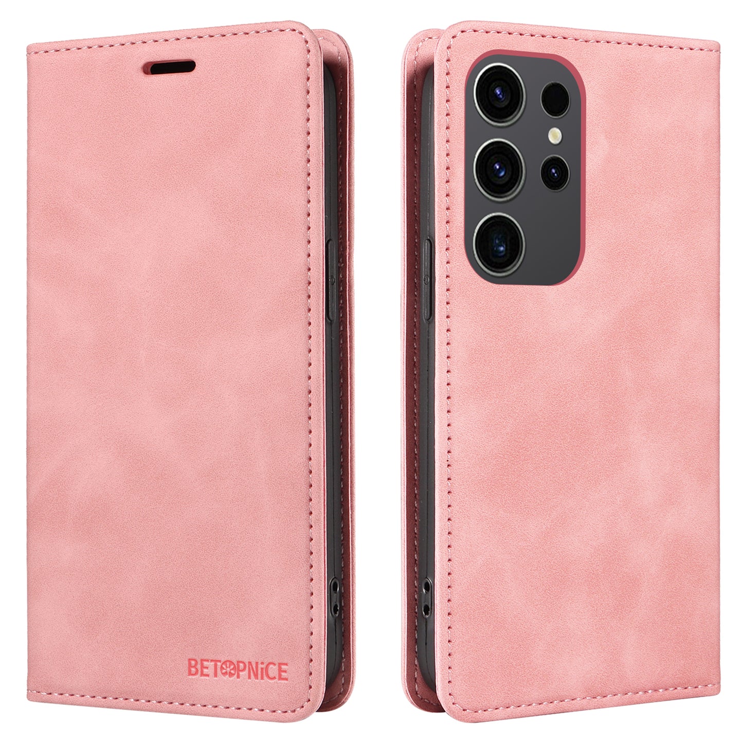 BETOPNICE 003 for Samsung Galaxy S24 Ultra Case Flip Wallet RFID Blocking Phone Cover - Pink