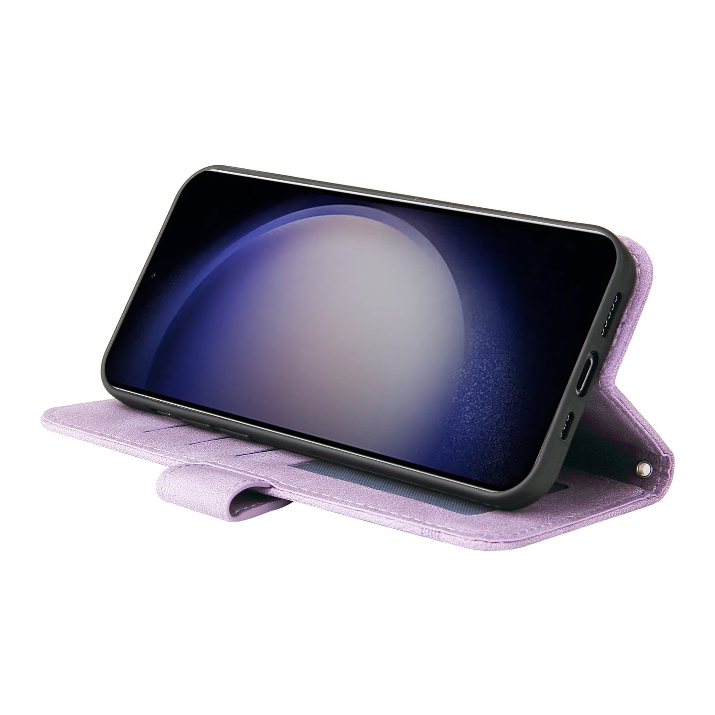 For Samsung Galaxy S24+ Case PU Leather Imprinted Flip Skin-touch Phone Cover - Purple