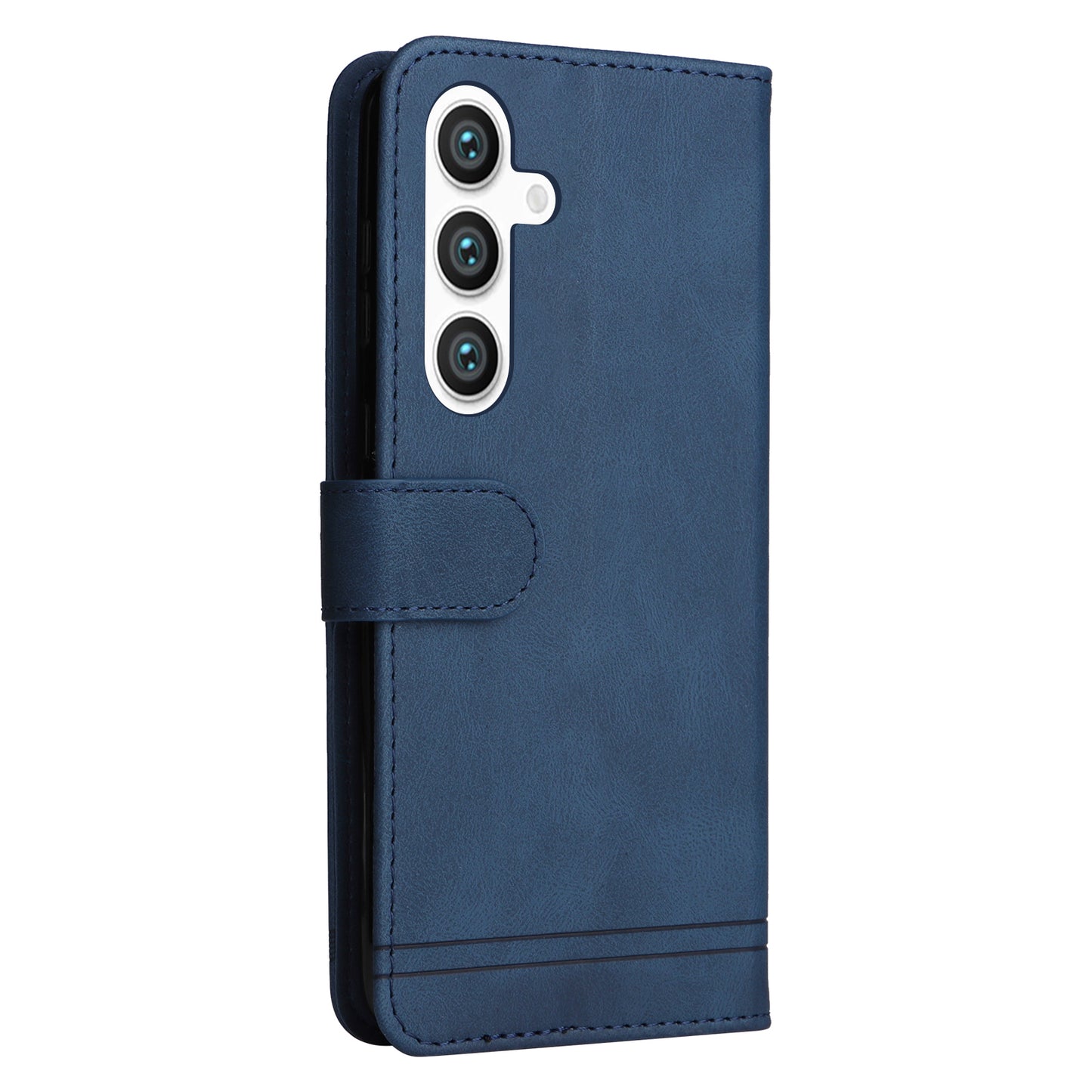 For Samsung Galaxy S24+ Case PU Leather Imprinted Flip Skin-touch Phone Cover - Blue