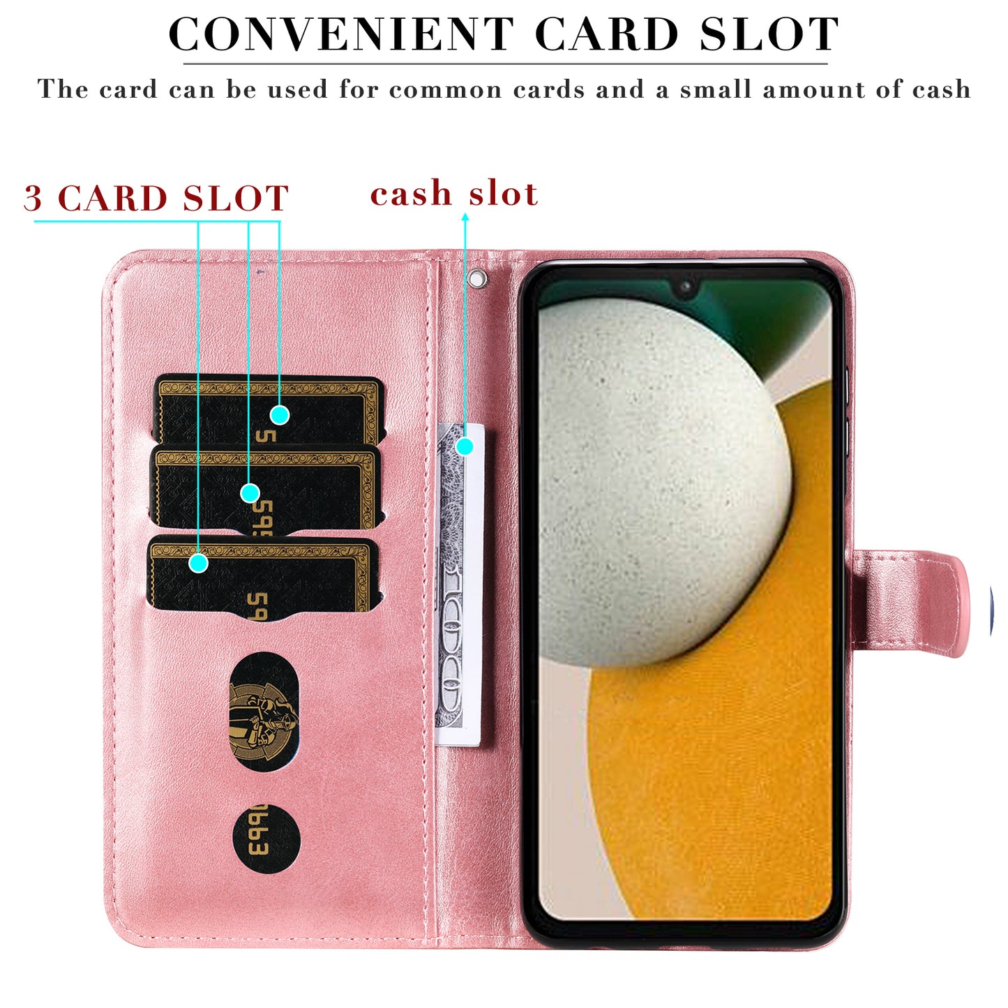 For Samsung Galaxy S24+ Case PU Leather Zipper Stand Folio Phone Cover - Pink
