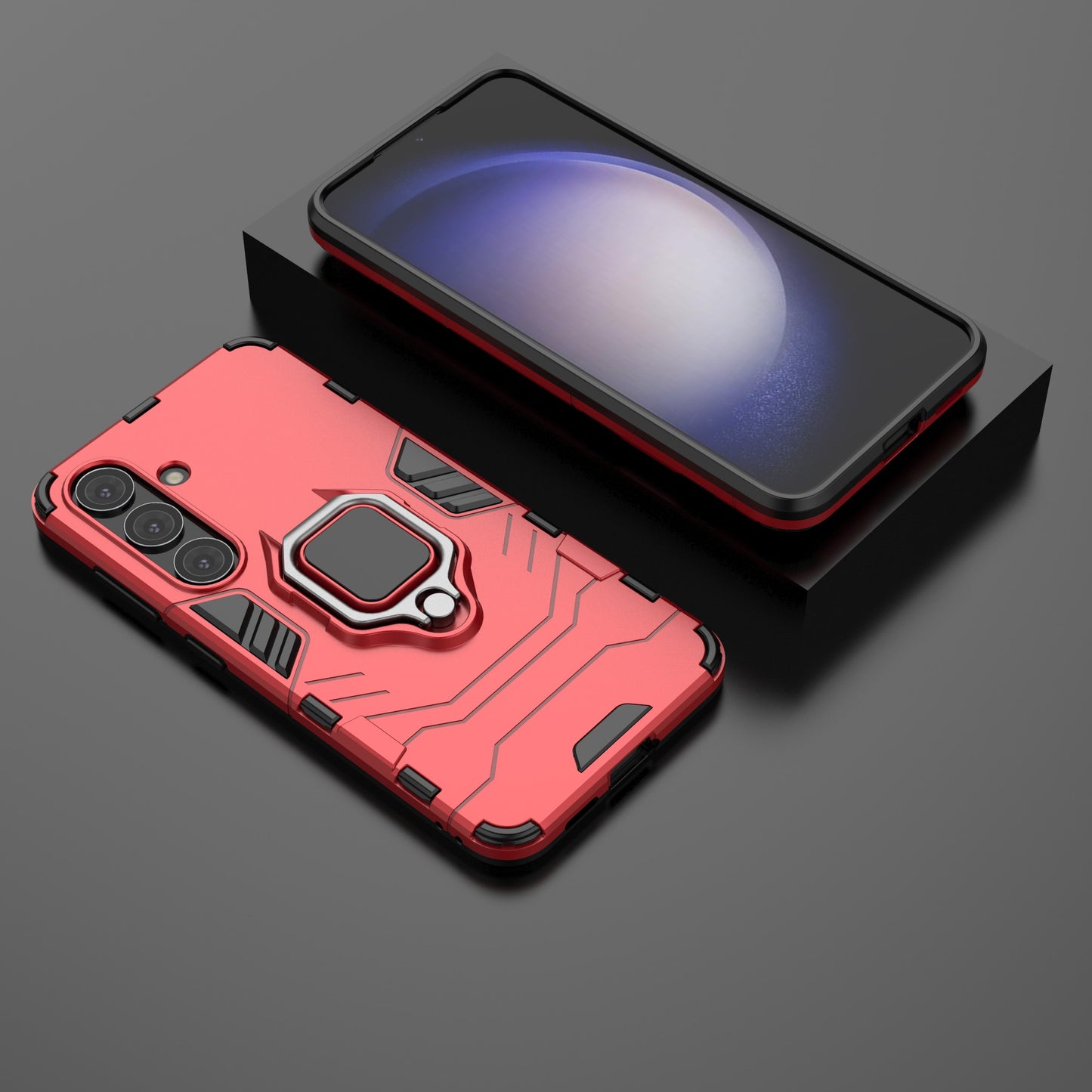 For Samsung Galaxy S24 Case Ring Kickstand Anti-drop Phone Cover - Red