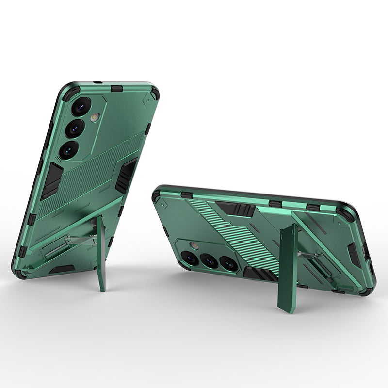 For Samsung Galaxy S24+ Case PC+TPU Phone Cover with Kickstand - Green