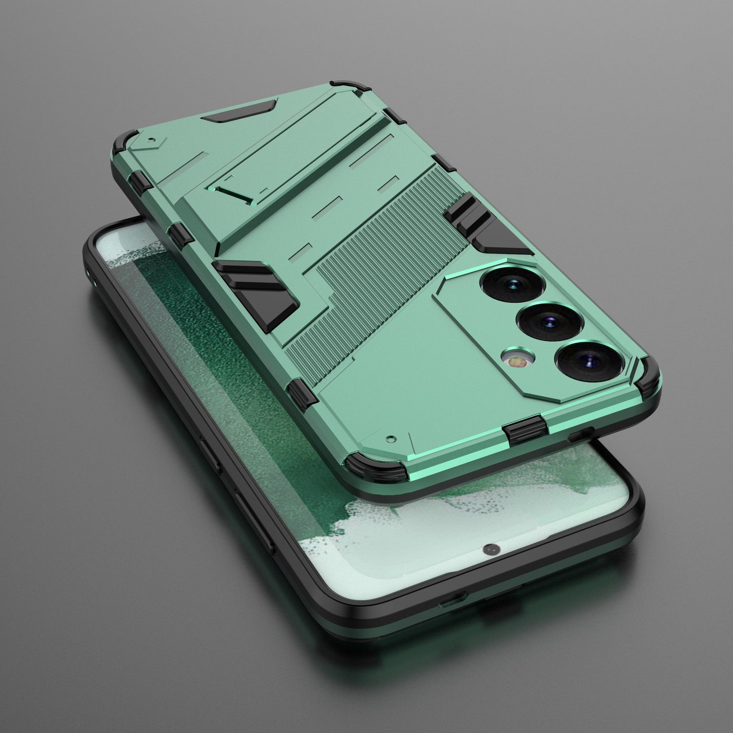 For Samsung Galaxy S24+ Case PC+TPU Phone Cover with Kickstand - Green