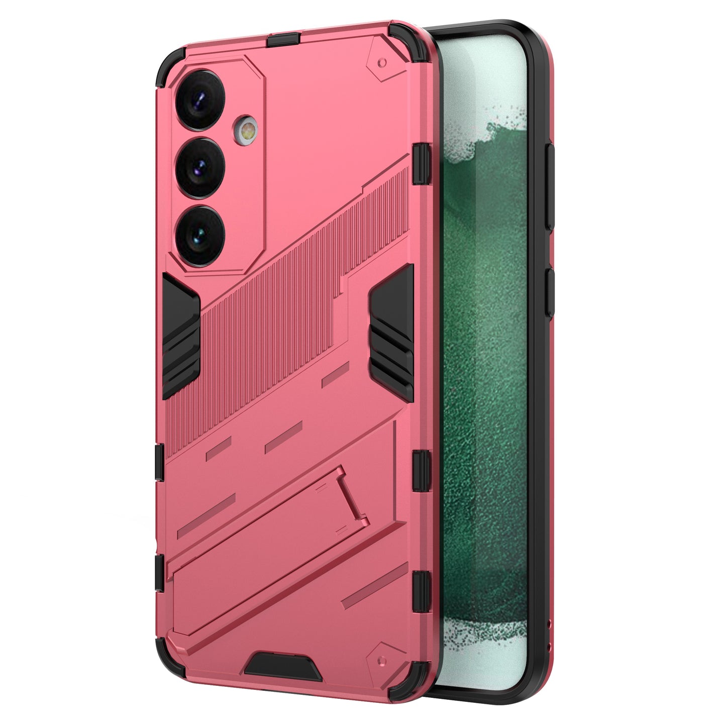 For Samsung Galaxy S24+ Case PC+TPU Phone Cover with Kickstand - Rose