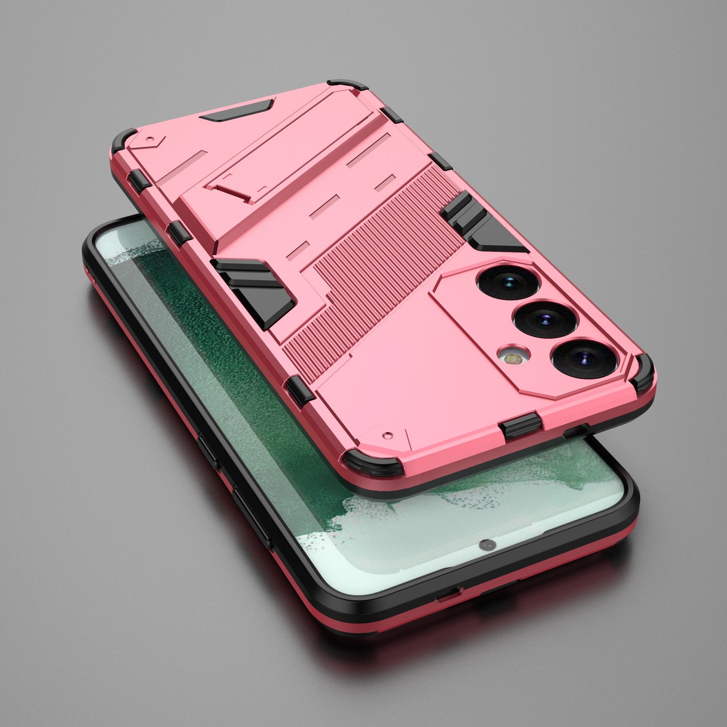 For Samsung Galaxy S24+ Case PC+TPU Phone Cover with Kickstand - Rose