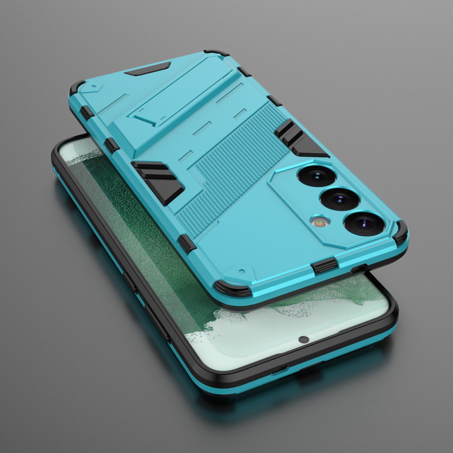 For Samsung Galaxy S24+ Case PC+TPU Phone Cover with Kickstand - Baby Blue