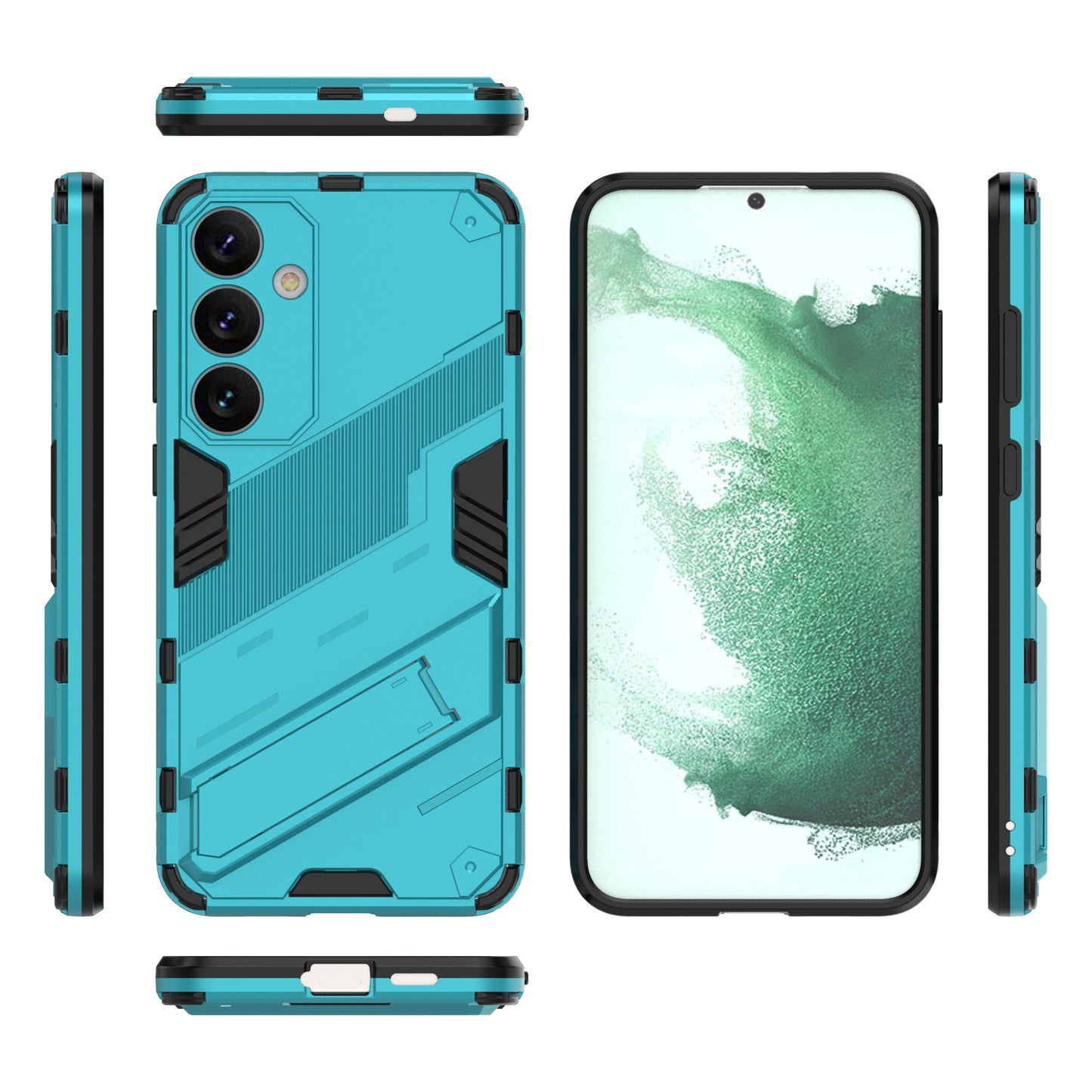 For Samsung Galaxy S24+ Case PC+TPU Phone Cover with Kickstand - Baby Blue
