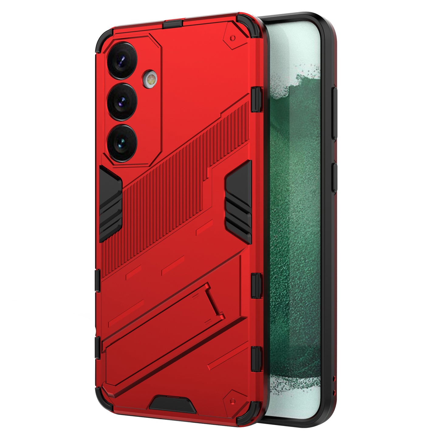 For Samsung Galaxy S24+ Case PC+TPU Phone Cover with Kickstand - Red