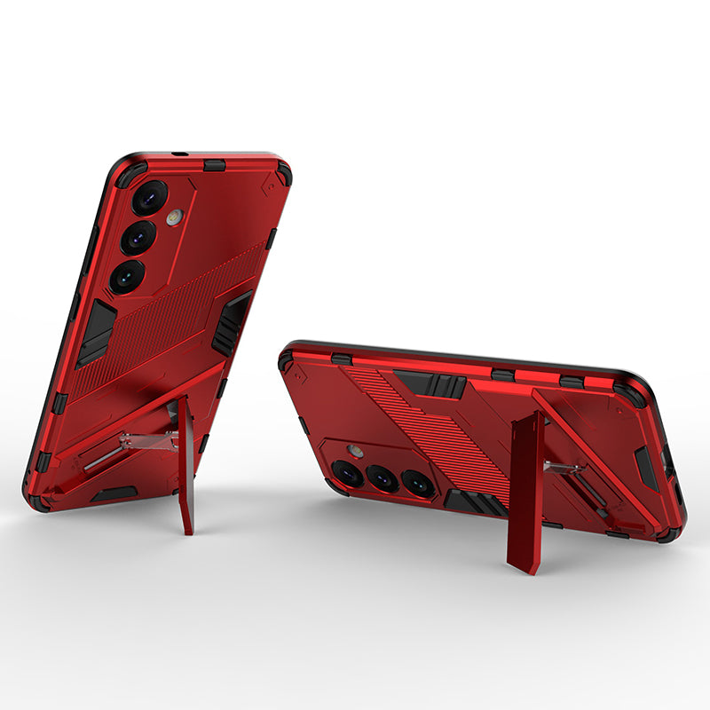 For Samsung Galaxy S24+ Case PC+TPU Phone Cover with Kickstand - Red