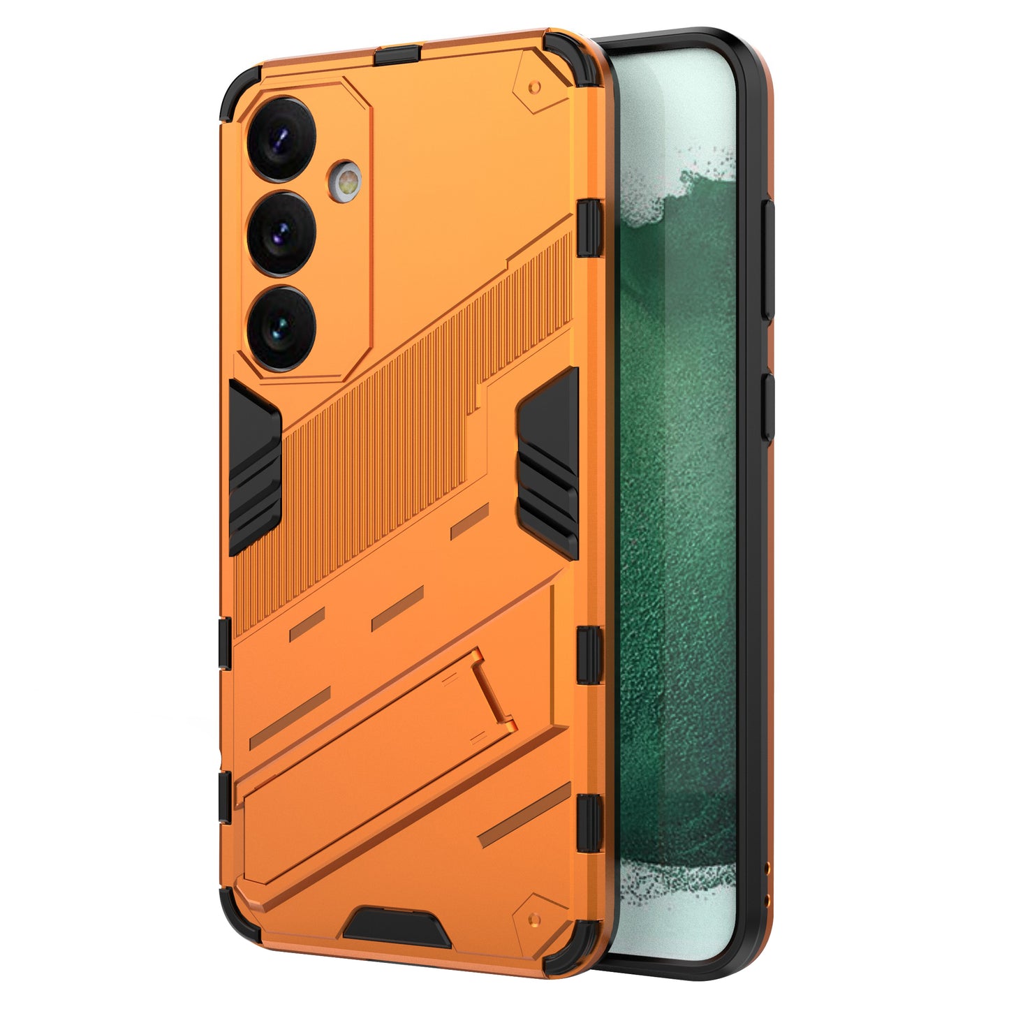 For Samsung Galaxy S24+ Case PC+TPU Phone Cover with Kickstand - Orange