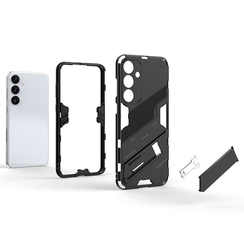 For Samsung Galaxy S24+ Case PC+TPU Phone Cover with Kickstand - Orange