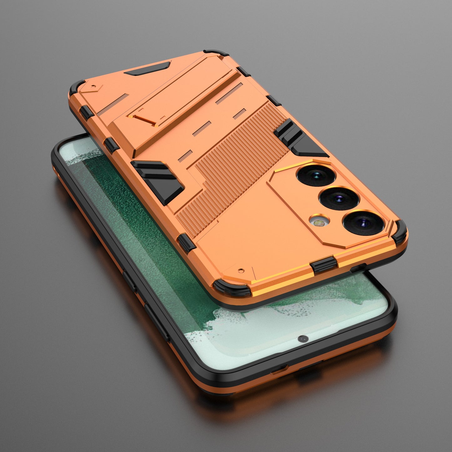 For Samsung Galaxy S24+ Case PC+TPU Phone Cover with Kickstand - Orange
