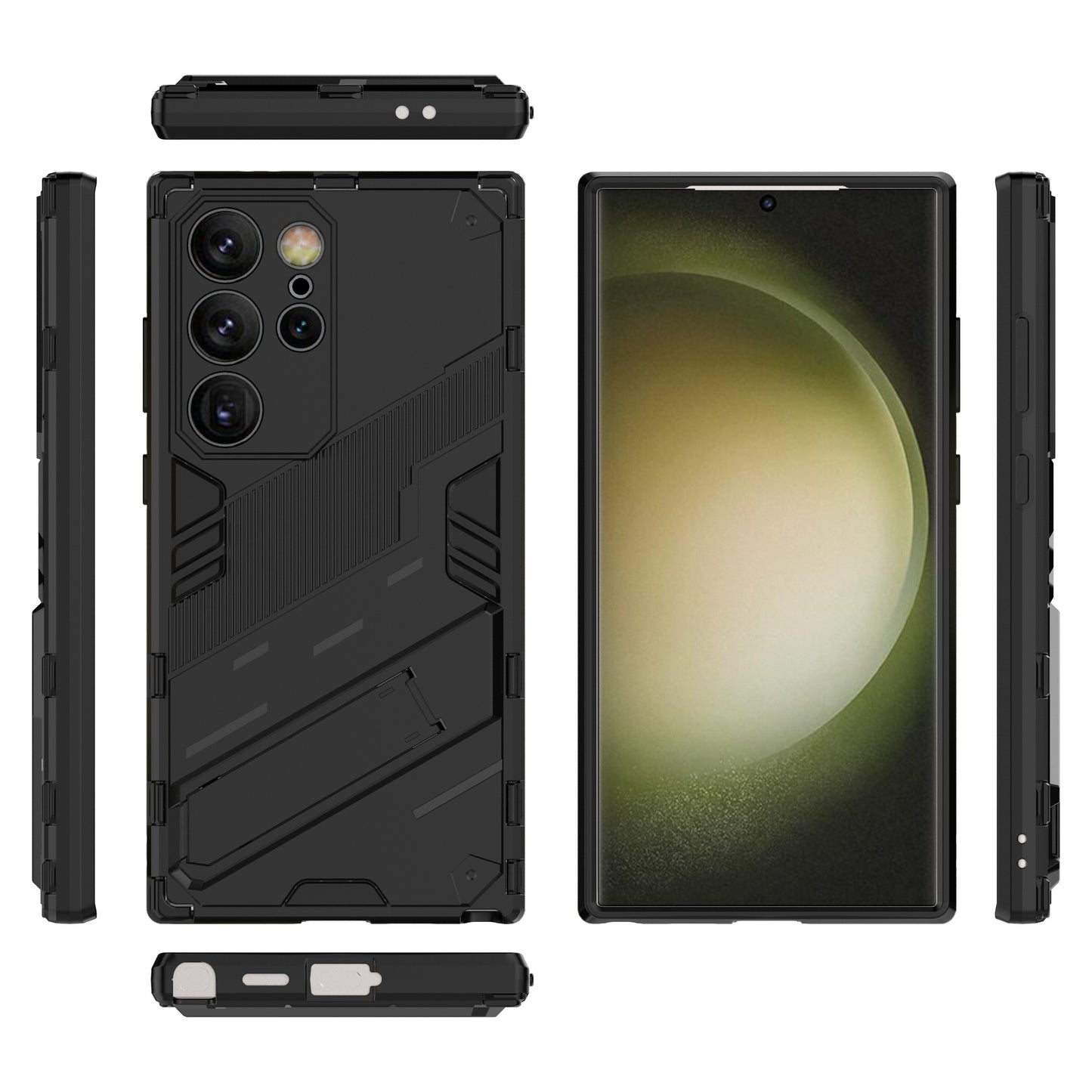 For Samsung Galaxy S24 Ultra Case Kickstand Anti-drop Phone Cover - Black