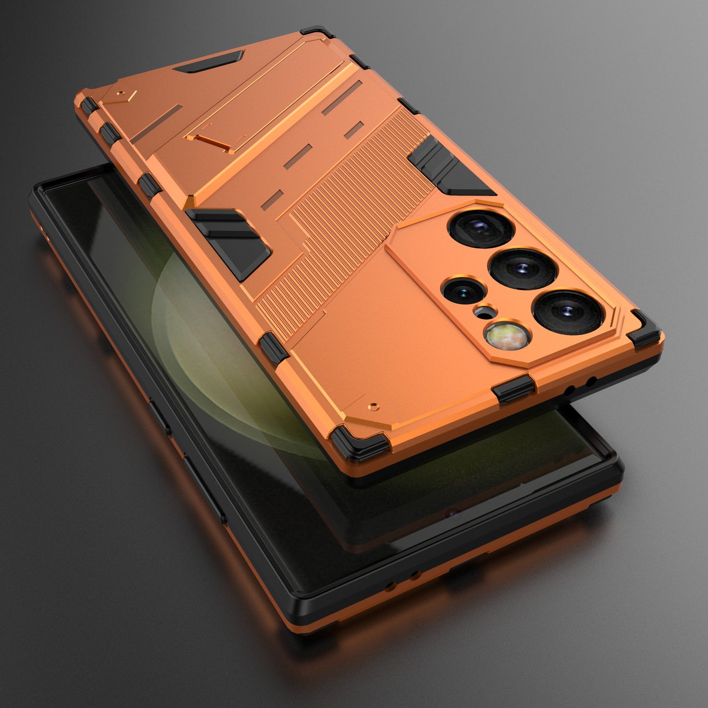 For Samsung Galaxy S24 Ultra Case Kickstand Anti-drop Phone Cover - Orange