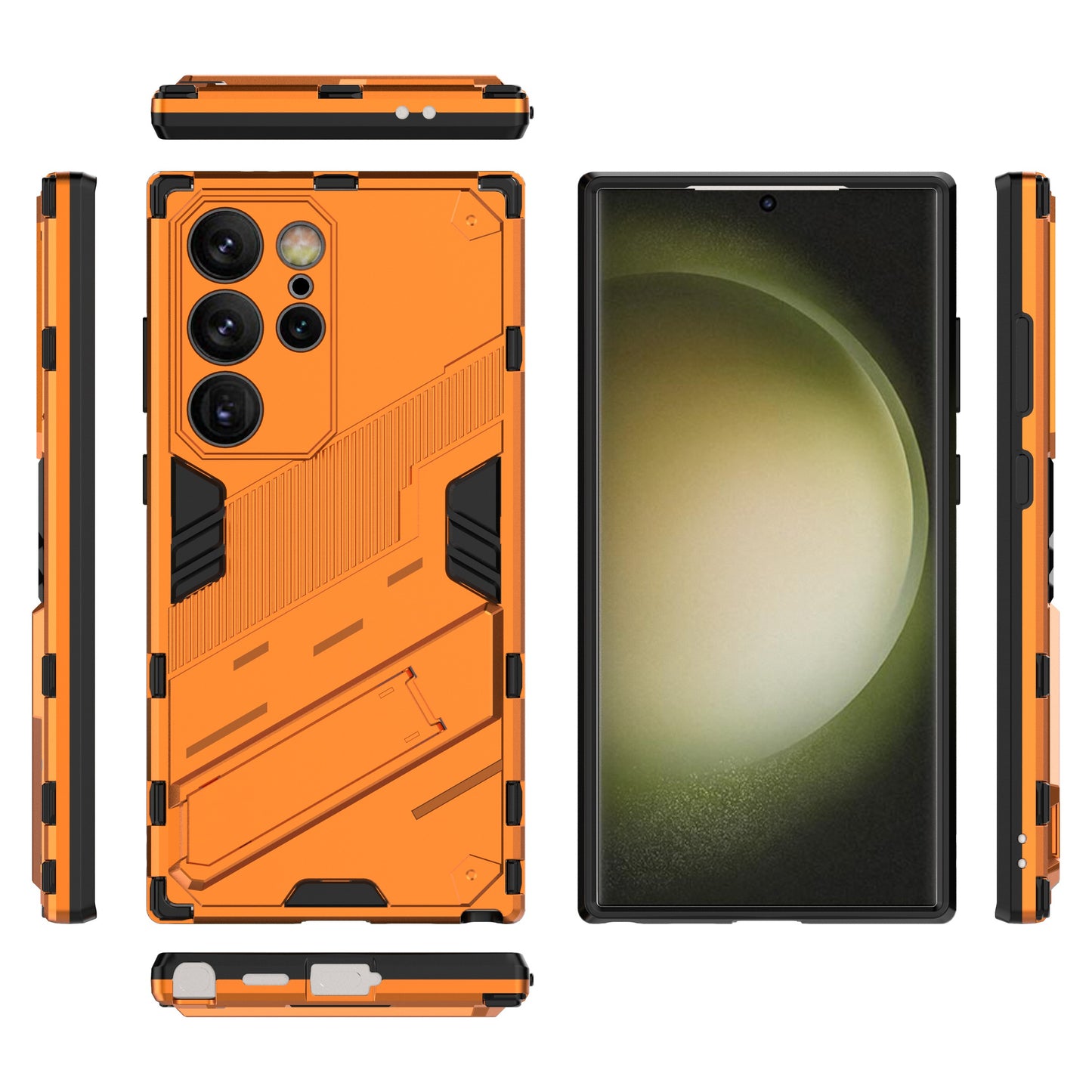 For Samsung Galaxy S24 Ultra Case Kickstand Anti-drop Phone Cover - Orange