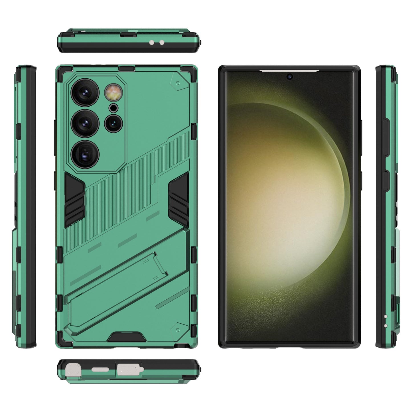 For Samsung Galaxy S24 Ultra Case Kickstand Anti-drop Phone Cover - Green