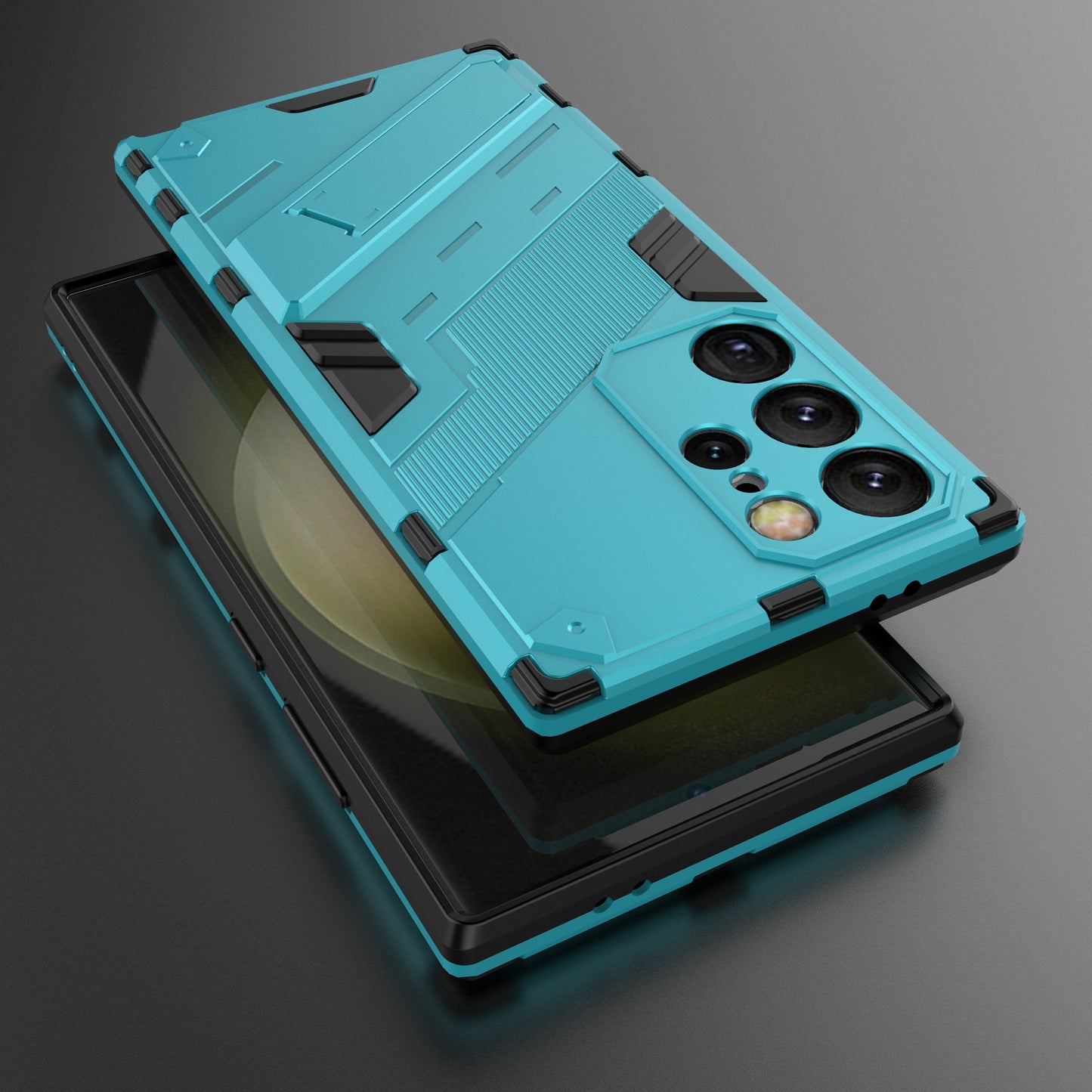 For Samsung Galaxy S24 Ultra Case Kickstand Anti-drop Phone Cover - Baby Blue