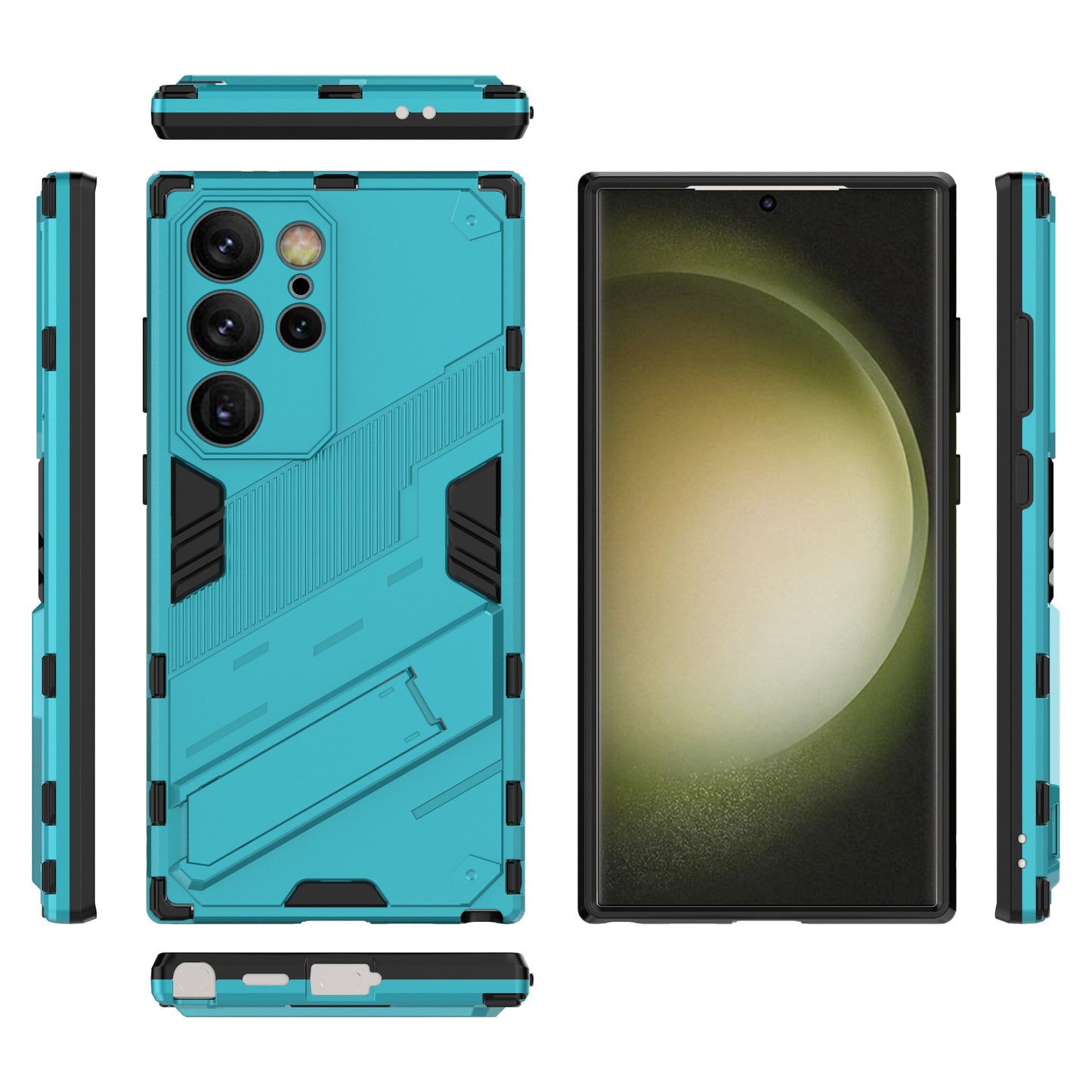 For Samsung Galaxy S24 Ultra Case Kickstand Anti-drop Phone Cover - Baby Blue