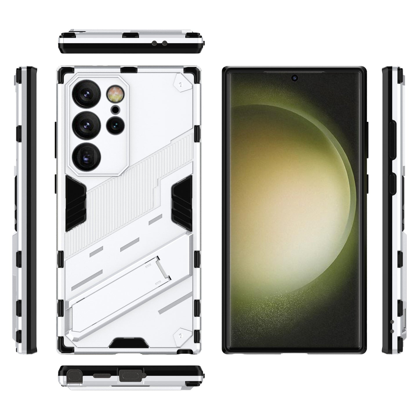 For Samsung Galaxy S24 Ultra Case Kickstand Anti-drop Phone Cover - White