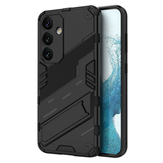 For Samsung Galaxy S24 Case PC+TPU Kickstand Phone Cover - Black